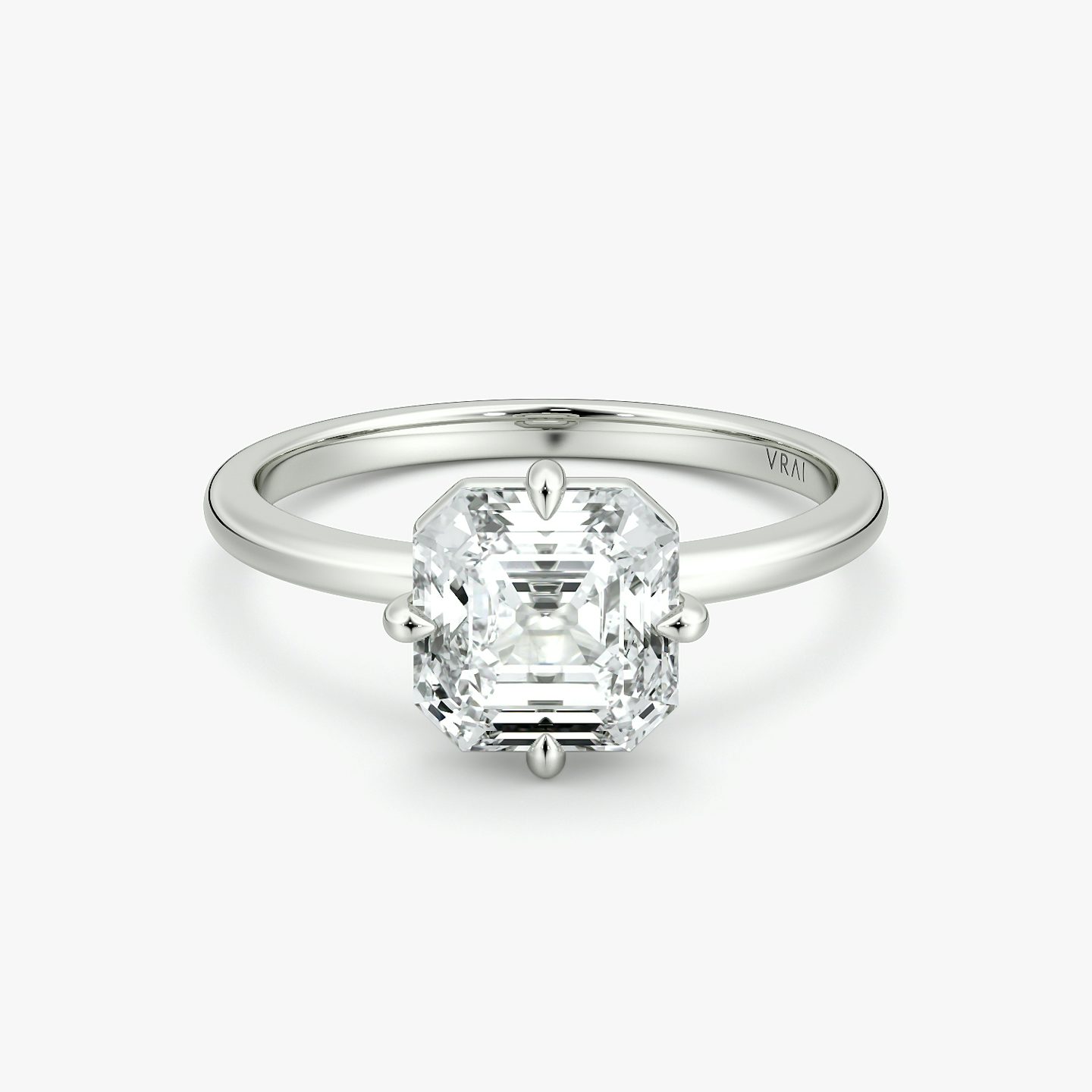 The Compass Solitaire | Asscher | 18k | White Gold | bandAccent: Plain | diamondOrientation: vertical | caratWeight: other