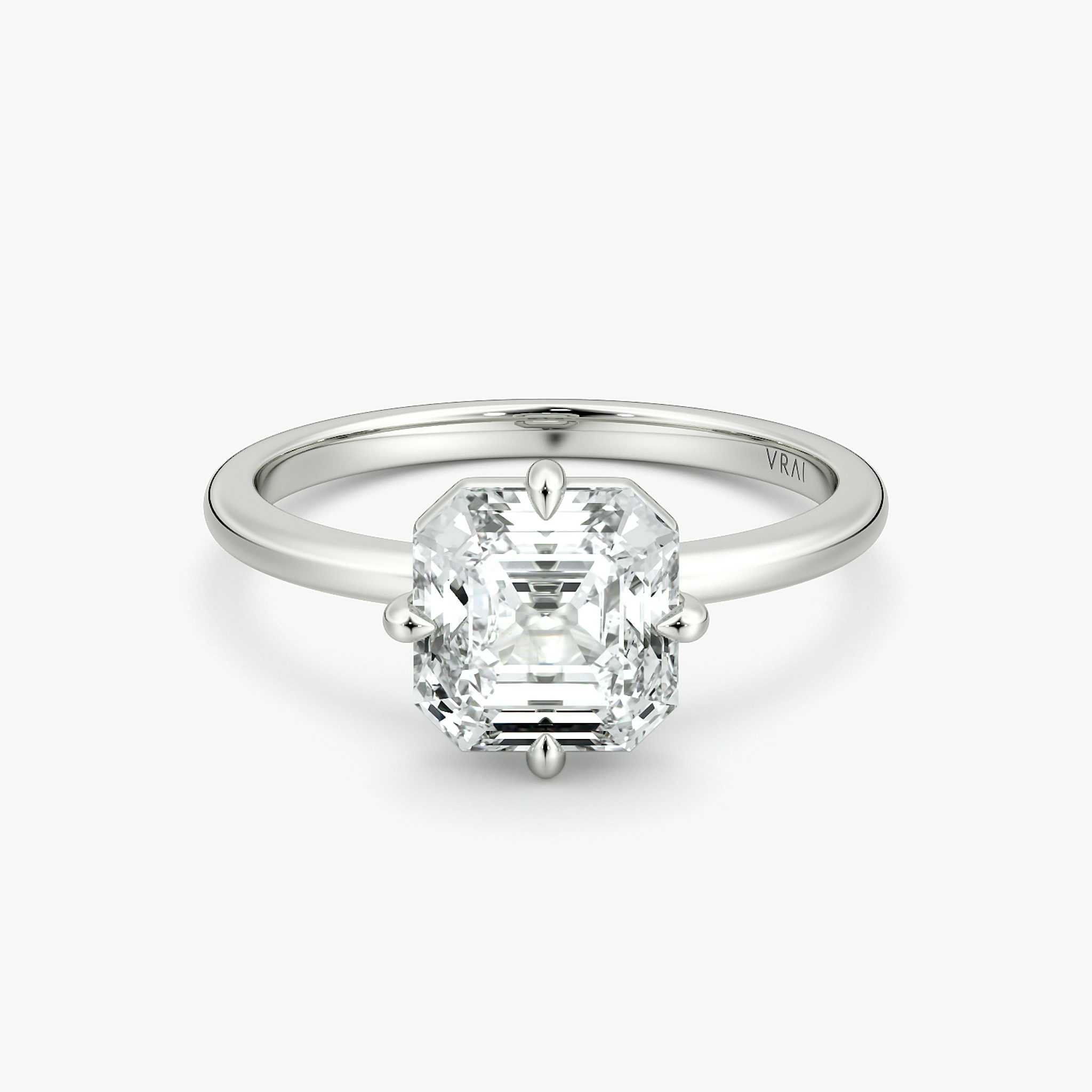 The Compass Solitaire | Asscher | 18k | White Gold | bandAccent: Plain | diamondOrientation: vertical | caratWeight: other