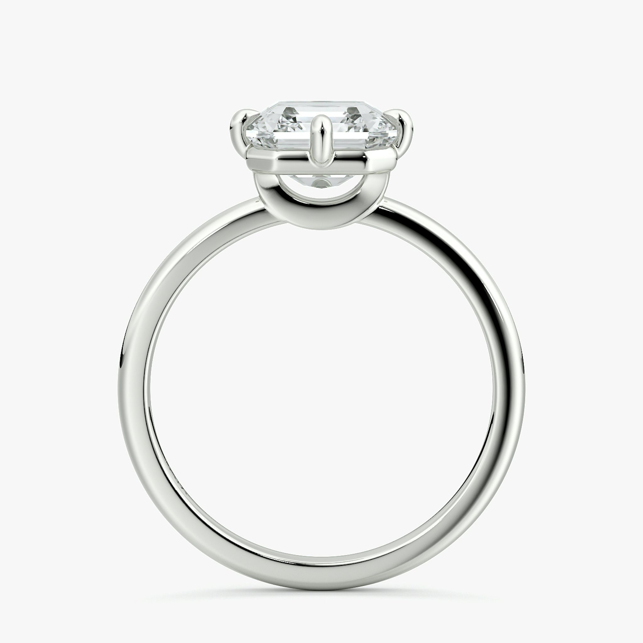 The Compass Solitaire | Asscher | 18k | White Gold | bandAccent: Plain | diamondOrientation: vertical | caratWeight: other
