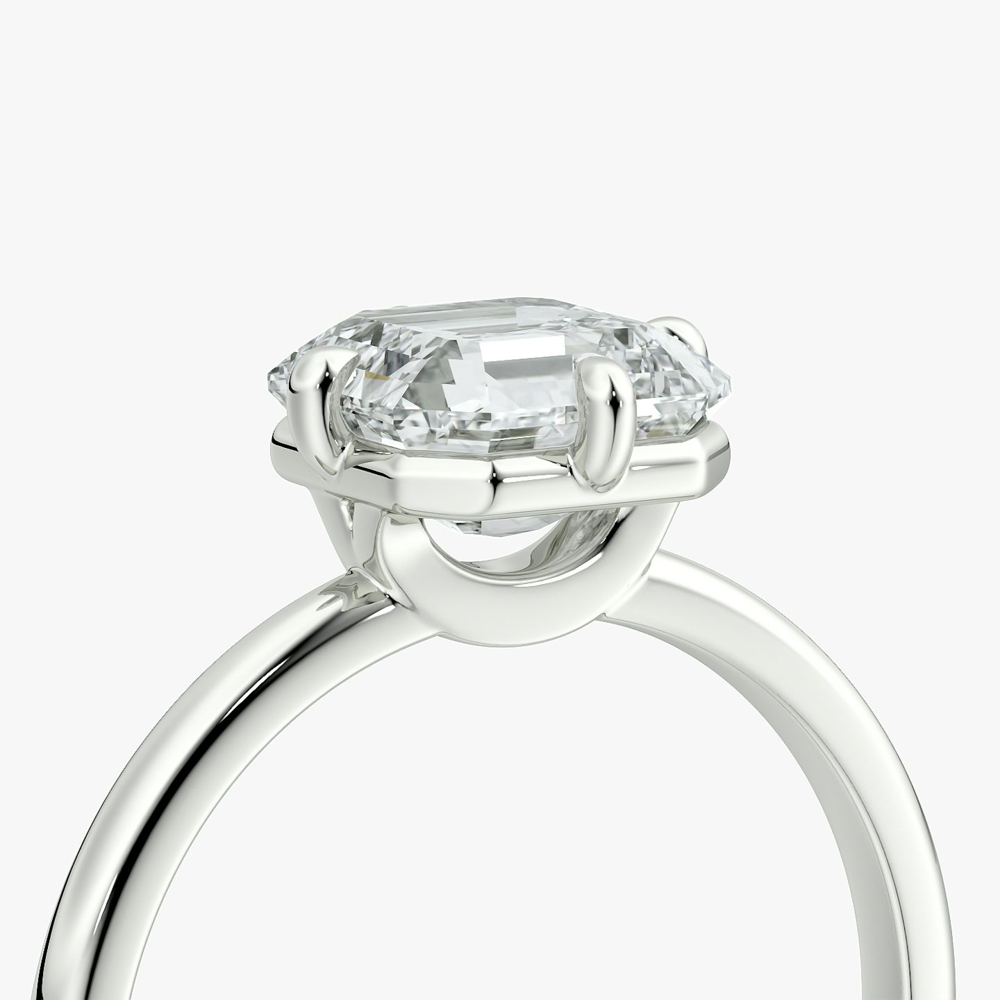The Compass Solitaire | Asscher | 18k | White Gold | bandAccent: Plain | diamondOrientation: vertical | caratWeight: other