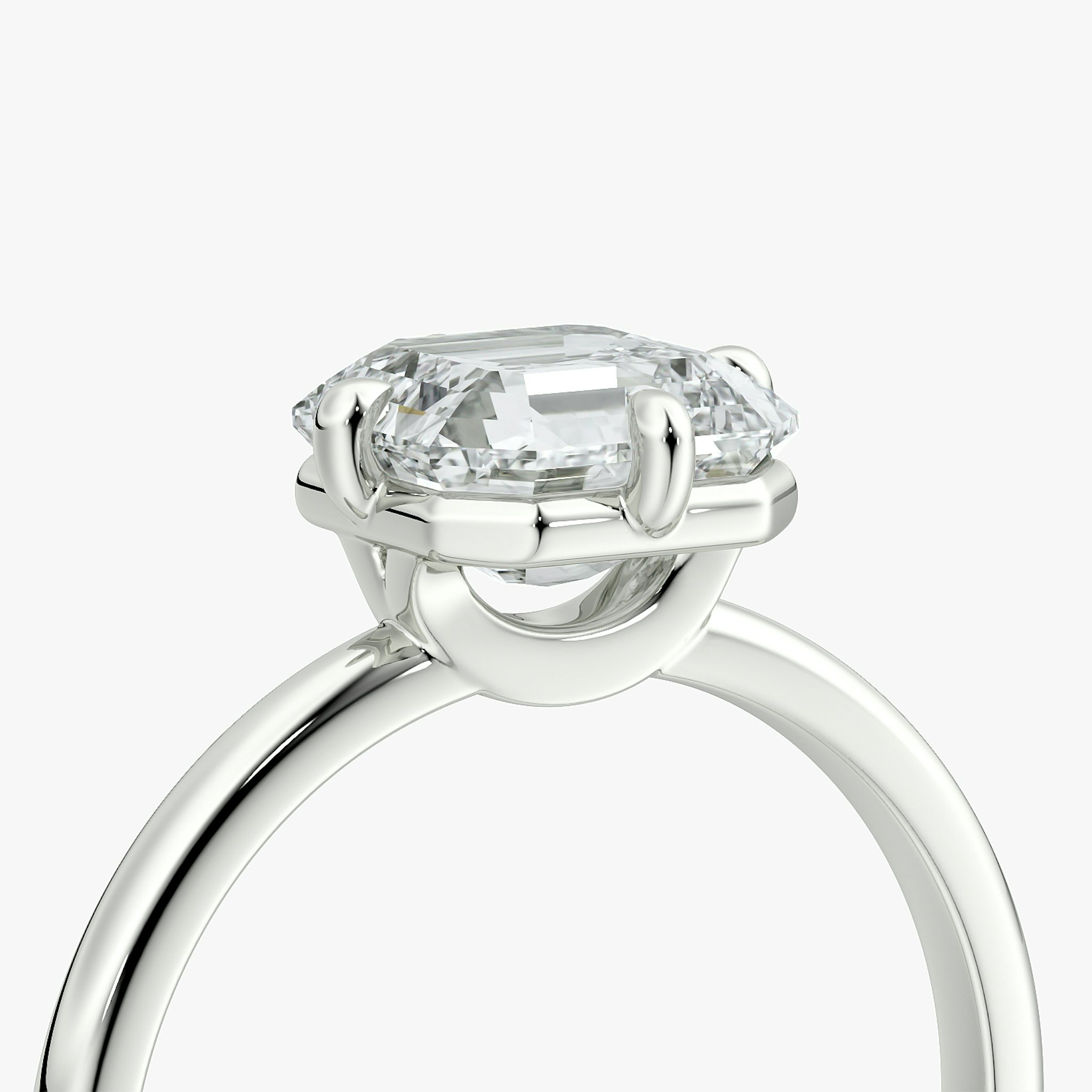 The Compass Solitaire | Asscher | 18k | White Gold | bandAccent: Plain | diamondOrientation: vertical | caratWeight: other