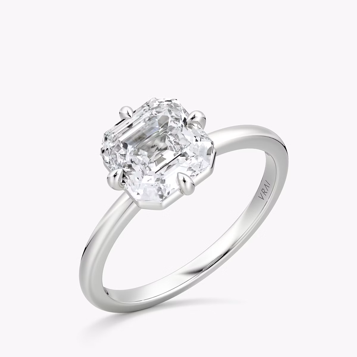 The Compass Solitaire | Asscher | Platinum | bandAccent: Plain | diamondOrientation: vertical | caratWeight: other