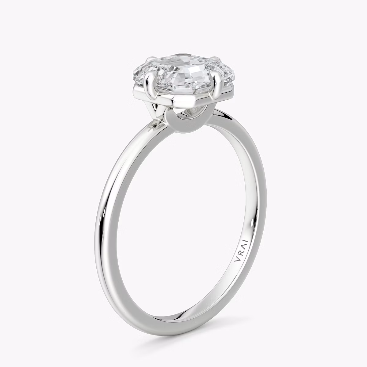 The Compass Solitaire | Asscher | Platinum | bandAccent: Plain | diamondOrientation: vertical | caratWeight: other
