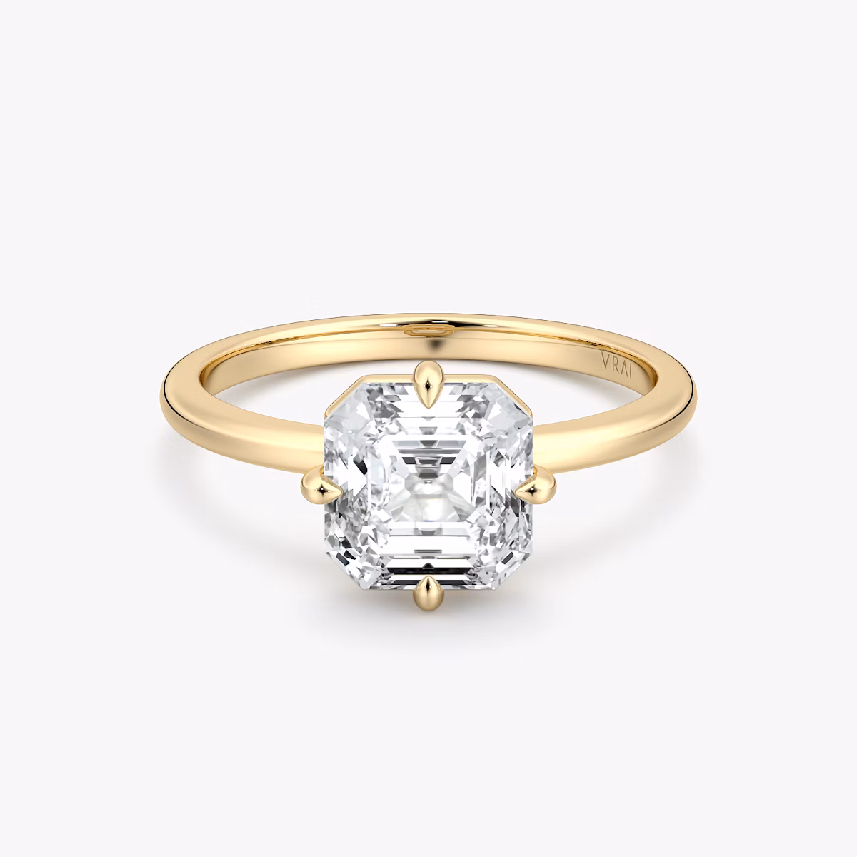 The Compass Solitaire | Asscher | 18k | Yellow Gold | bandAccent: Plain | diamondOrientation: vertical | caratWeight: other