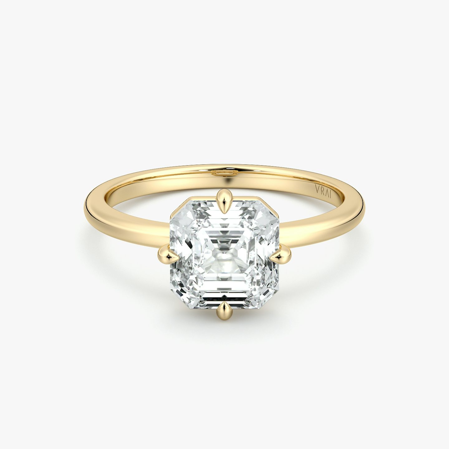 Anillo de compromiso Compass | Asscher | 18k | Oro amarillo | bandAccent: Simple | diamondOrientation: vertical | caratWeight: other