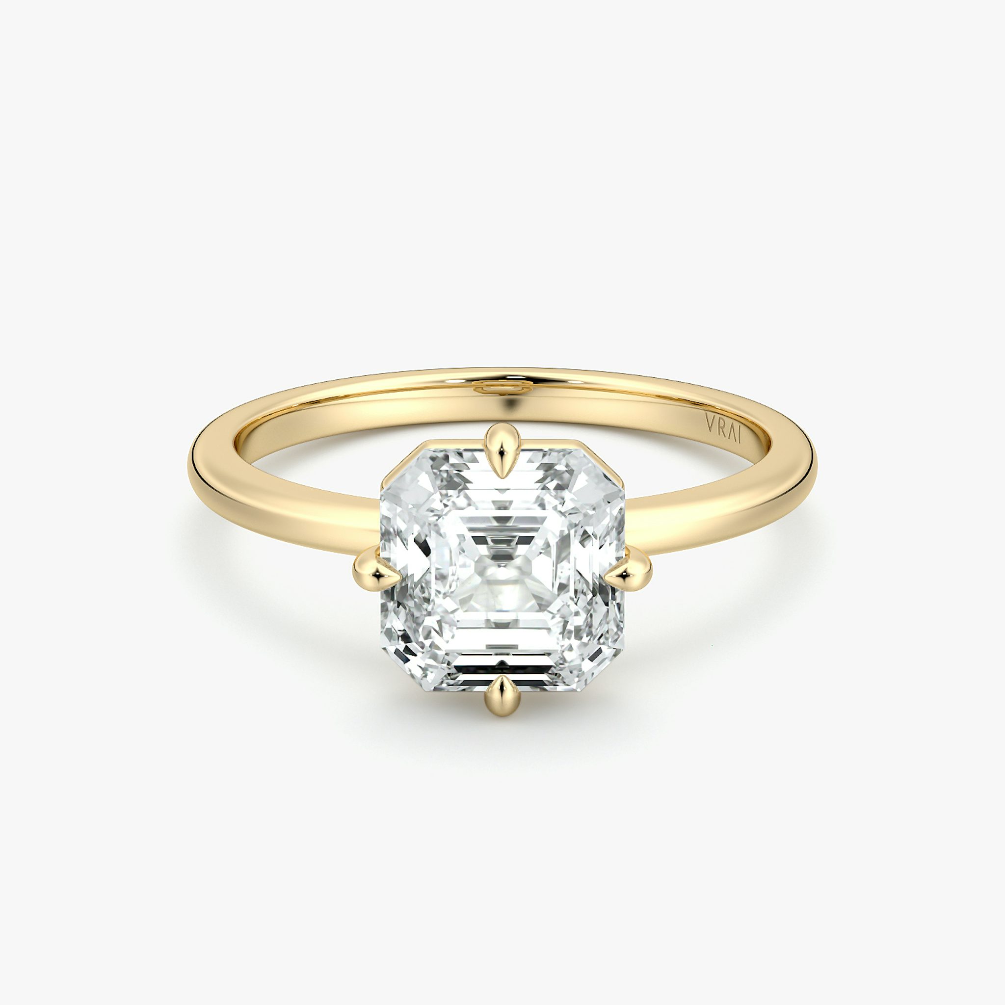 The Compass Solitaire | Asscher | 18k | Yellow Gold | bandAccent: Plain | diamondOrientation: vertical | caratWeight: other