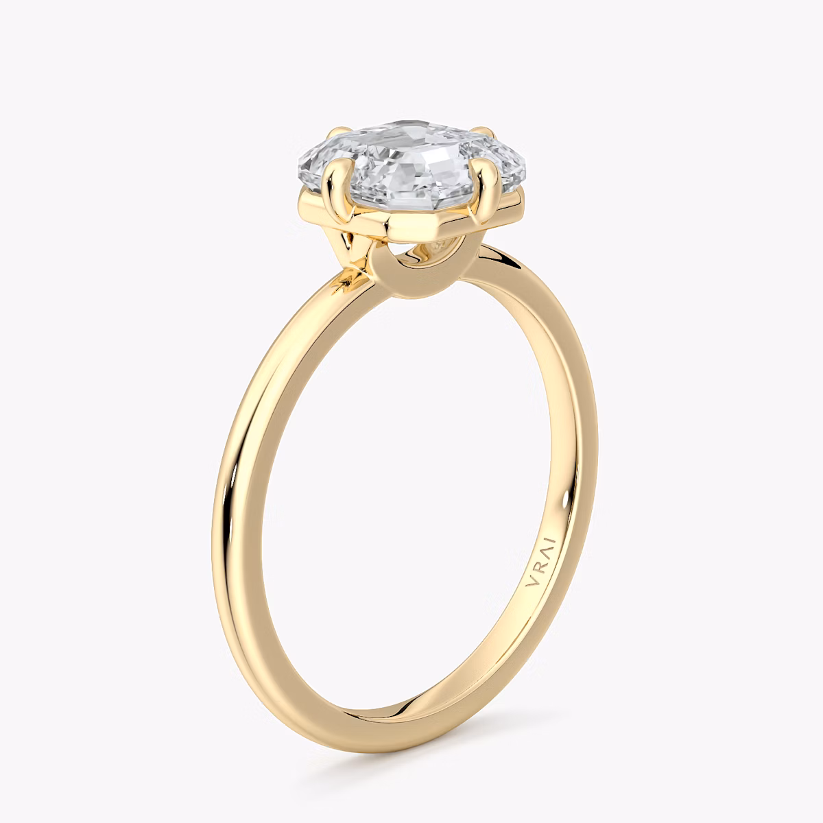 The Compass Solitaire | Asscher | 18k | Yellow Gold | bandAccent: Plain | diamondOrientation: vertical | caratWeight: other