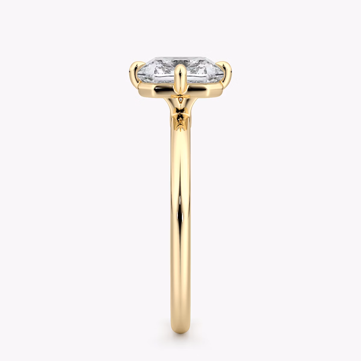 The Compass Solitaire | Asscher | 18k | Yellow Gold | bandAccent: Plain | diamondOrientation: vertical | caratWeight: other