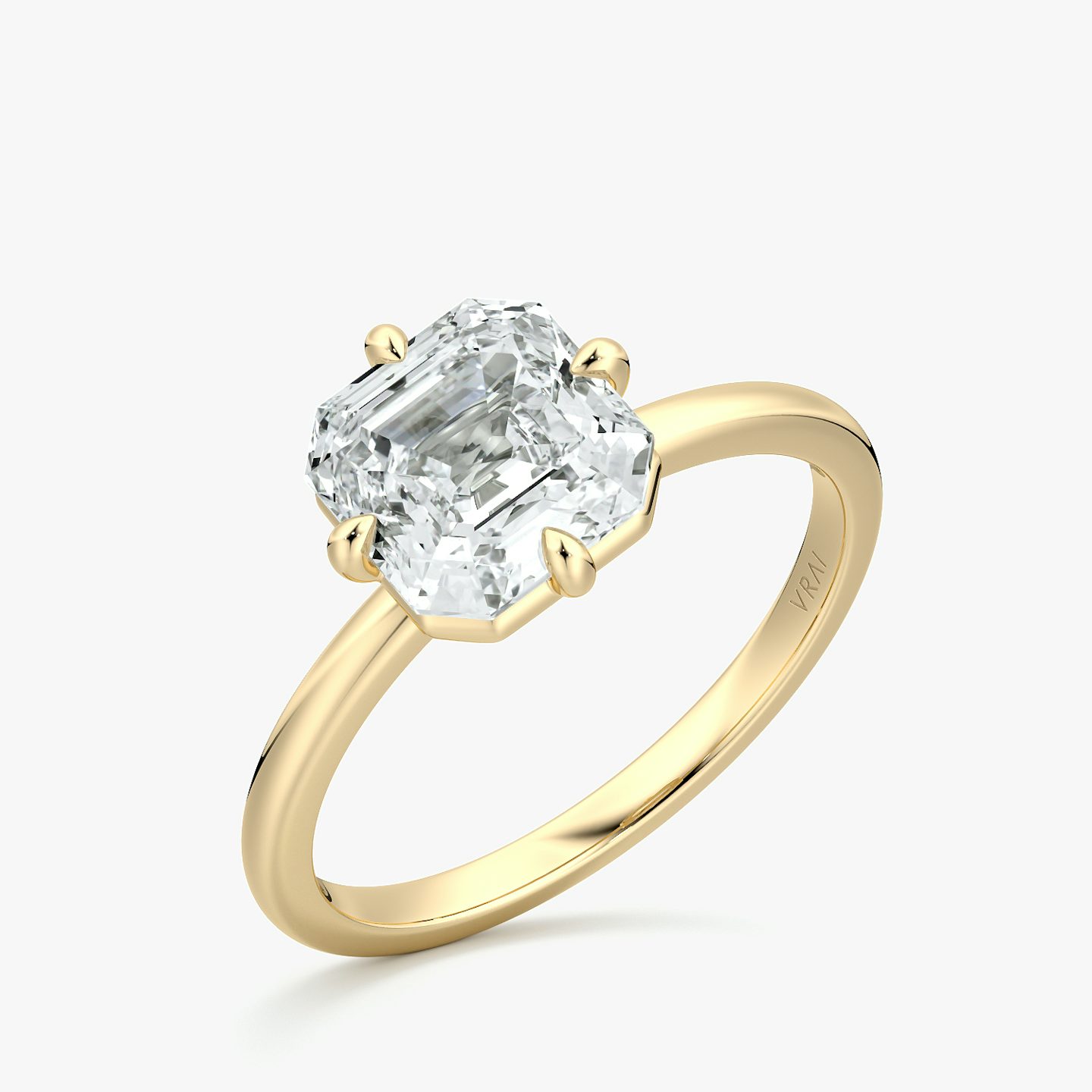 Anillo de compromiso Compass | Asscher | 18k | Oro amarillo | bandAccent: Simple | diamondOrientation: vertical | caratWeight: other