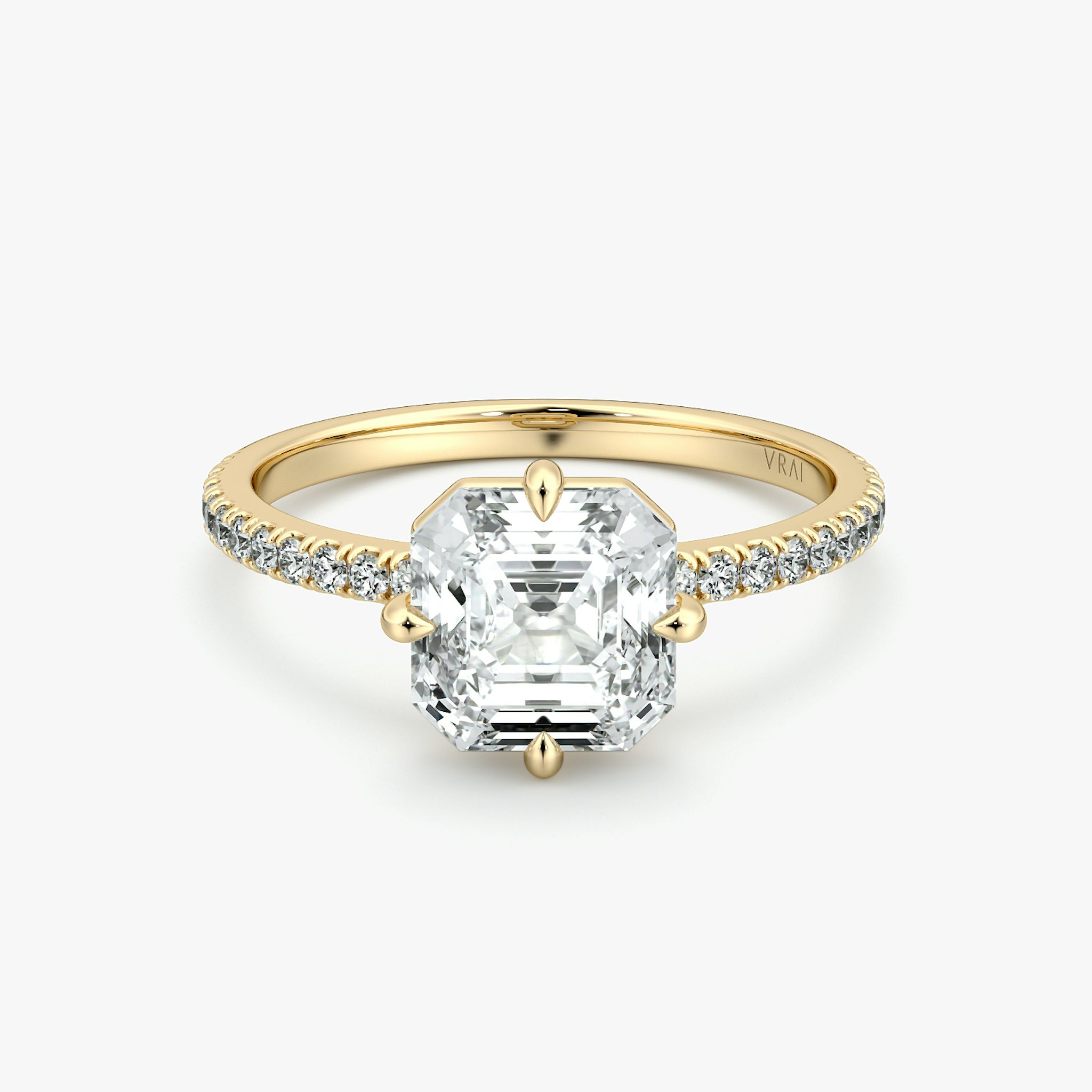 The Compass Solitaire | Asscher | 18k | Yellow Gold | bandAccent: Pavé | diamondOrientation: vertical | caratWeight: other
