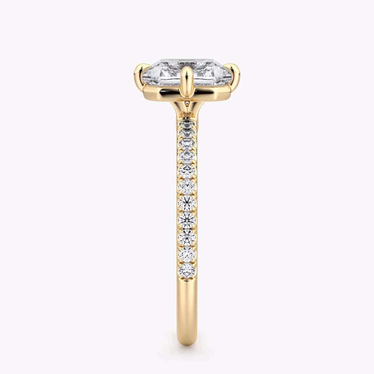 The Compass Solitaire | Asscher | 18k | Yellow Gold | bandAccent: Pavé | diamondOrientation: vertical | caratWeight: other