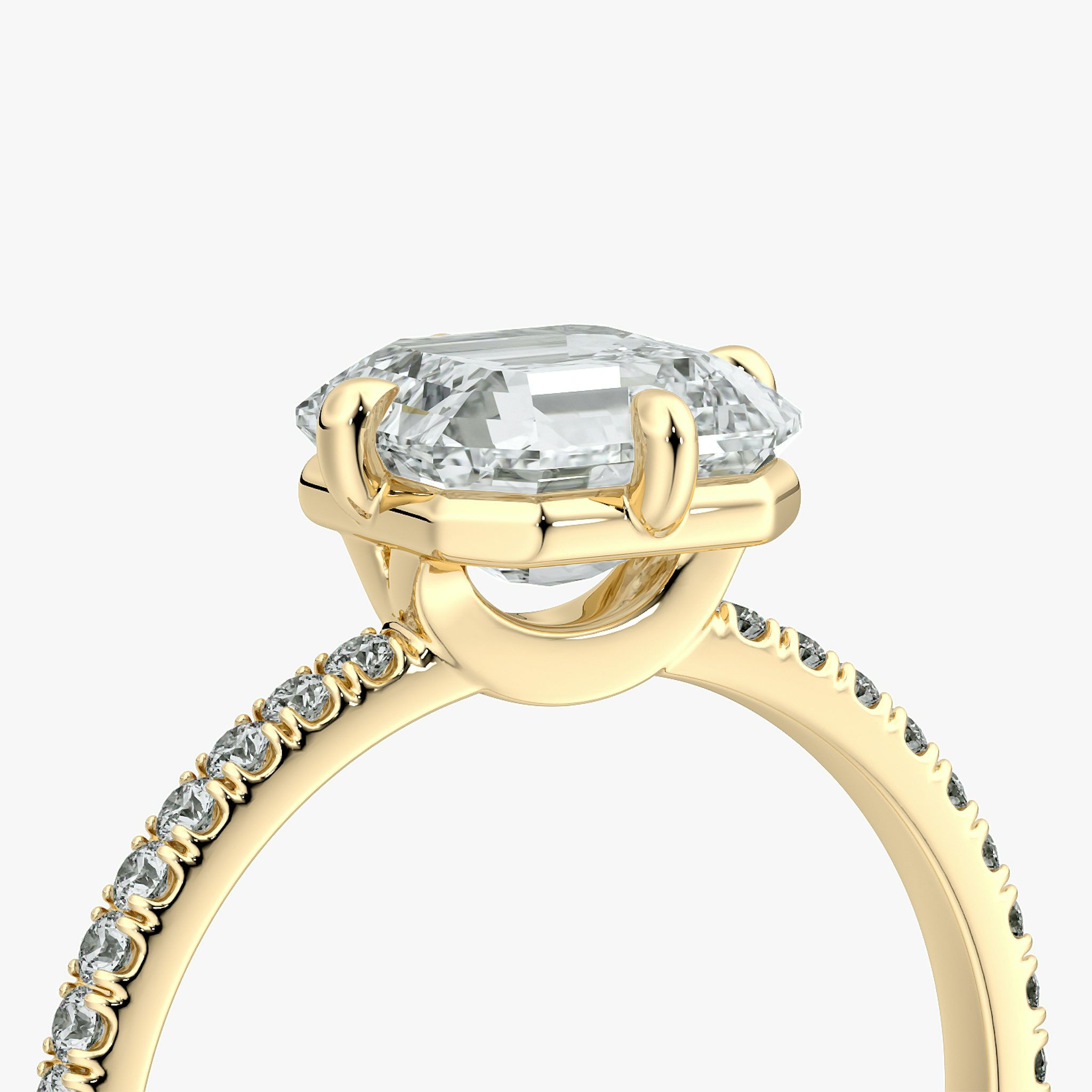 The Compass Solitaire | Asscher | 18k | Yellow Gold | bandAccent: Pavé | diamondOrientation: vertical | caratWeight: other