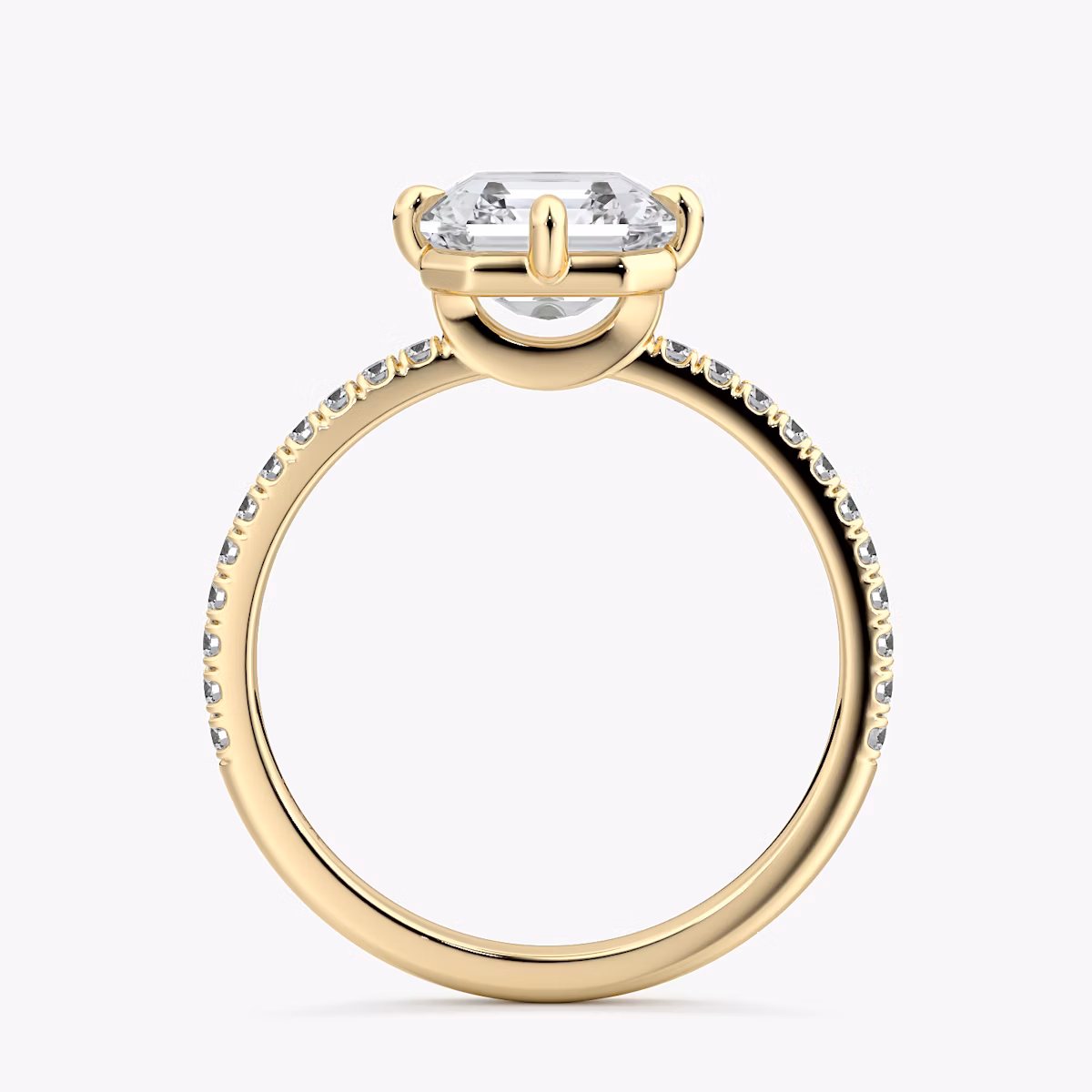 The Compass Solitaire | Asscher | 18k | Yellow Gold | bandAccent: Pavé | diamondOrientation: vertical | caratWeight: other