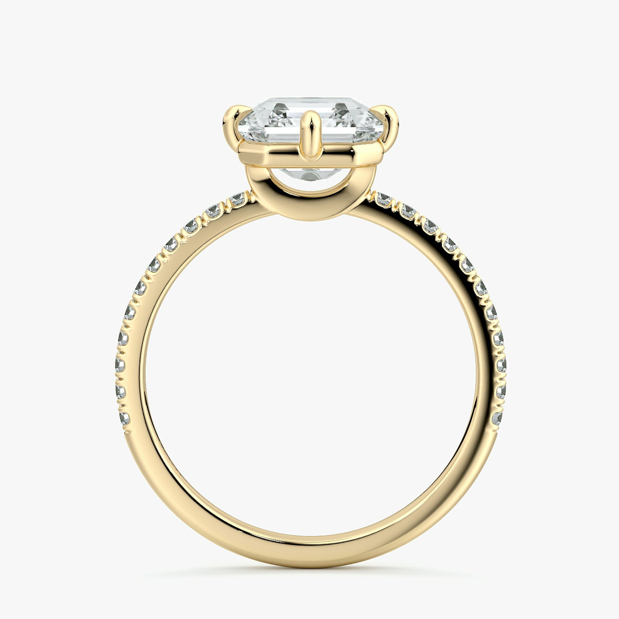 The Compass Solitaire | Asscher | 18k | Yellow Gold | bandAccent: Pavé | diamondOrientation: vertical | caratWeight: other