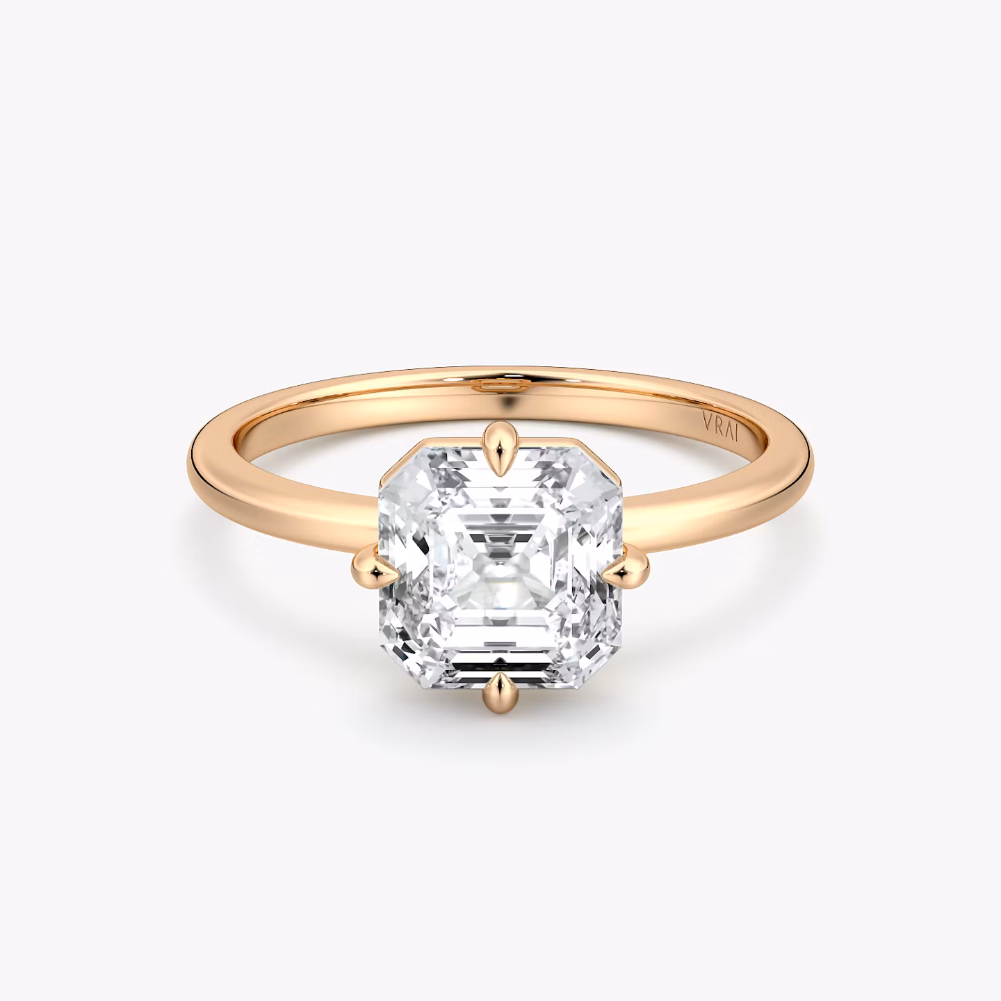 The Compass Solitaire | Asscher | 14k | Rose Gold | bandAccent: Plain | diamondOrientation: vertical | caratWeight: other