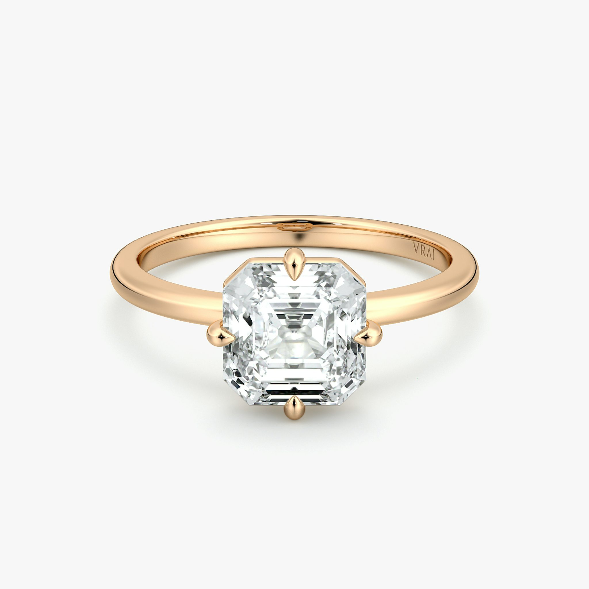 The Compass Solitaire | Asscher | 14k | Rose Gold | bandAccent: Plain | diamondOrientation: vertical | caratWeight: other