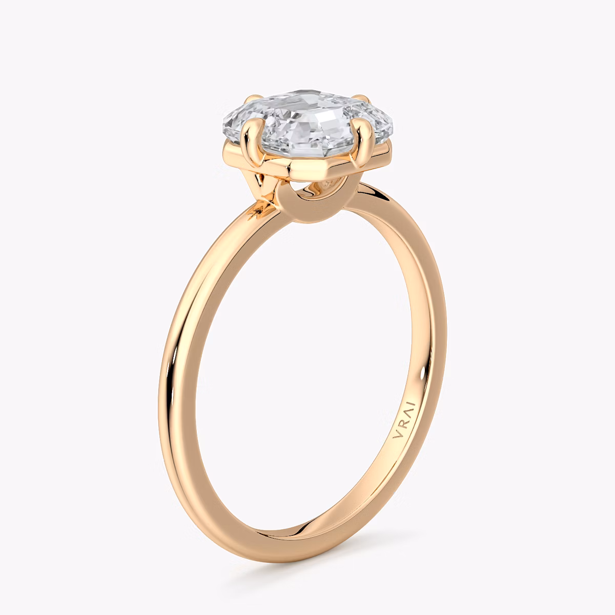 The Compass Solitaire | Asscher | 14k | Rose Gold | bandAccent: Plain | diamondOrientation: vertical | caratWeight: other