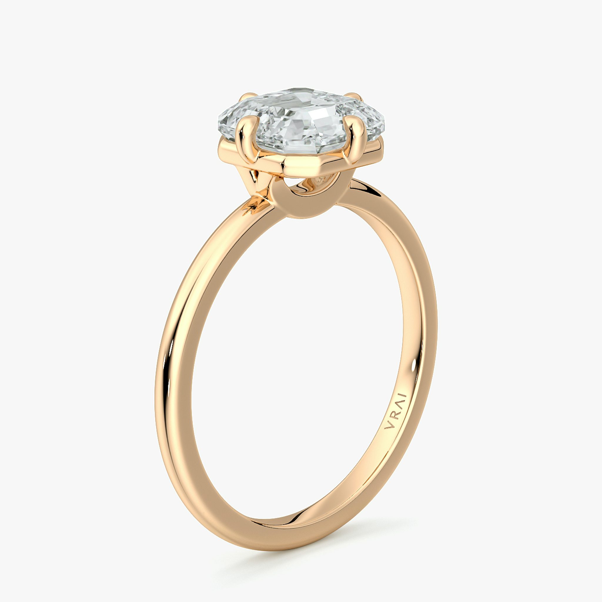 The Compass Solitaire | Asscher | 14k | Rose Gold | bandAccent: Plain | diamondOrientation: vertical | caratWeight: other