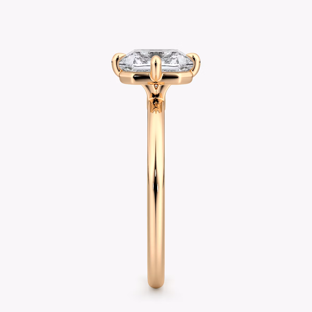 The Compass Solitaire | Asscher | 14k | Rose Gold | bandAccent: Plain | diamondOrientation: vertical | caratWeight: other