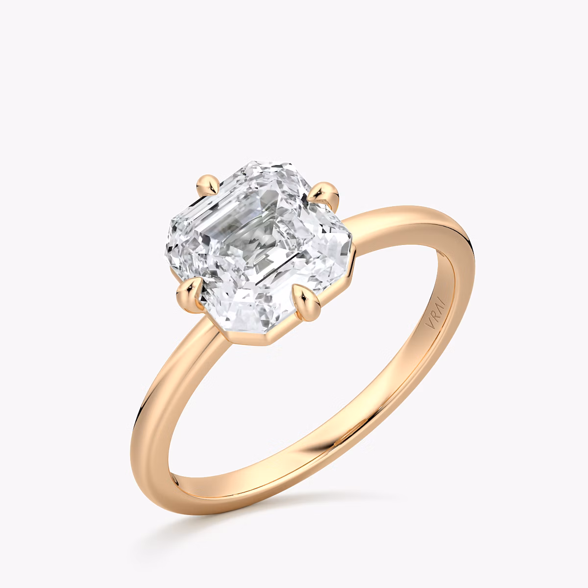 The Compass Solitaire | Asscher | 14k | Rose Gold | bandAccent: Plain | diamondOrientation: vertical | caratWeight: other
