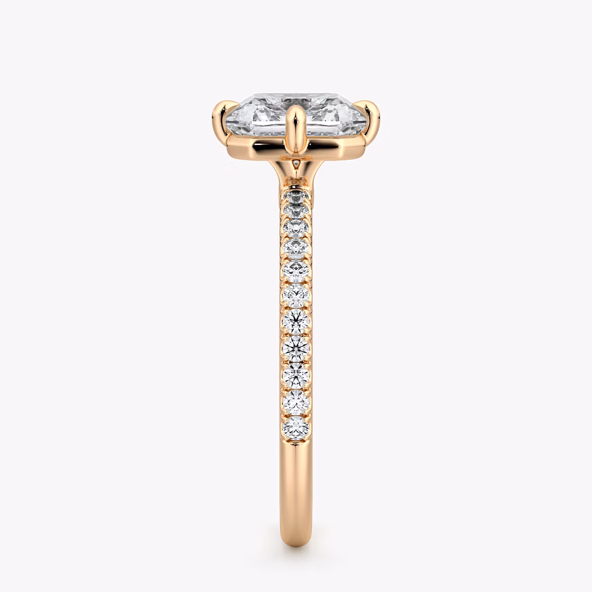 The Compass Solitaire | Asscher | 14k | Rose Gold | bandAccent: Pavé | diamondOrientation: vertical | caratWeight: other