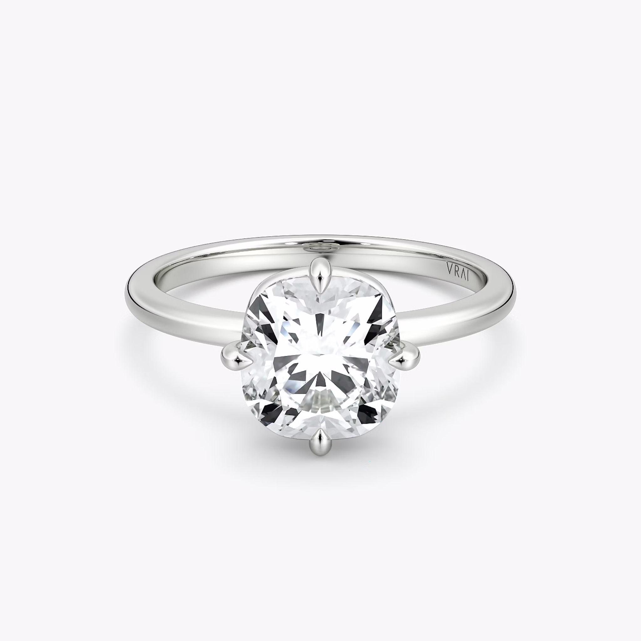 The Compass Solitaire | Cushion | 18k | White Gold | bandAccent: Plain | diamondOrientation: vertical | caratWeight: other