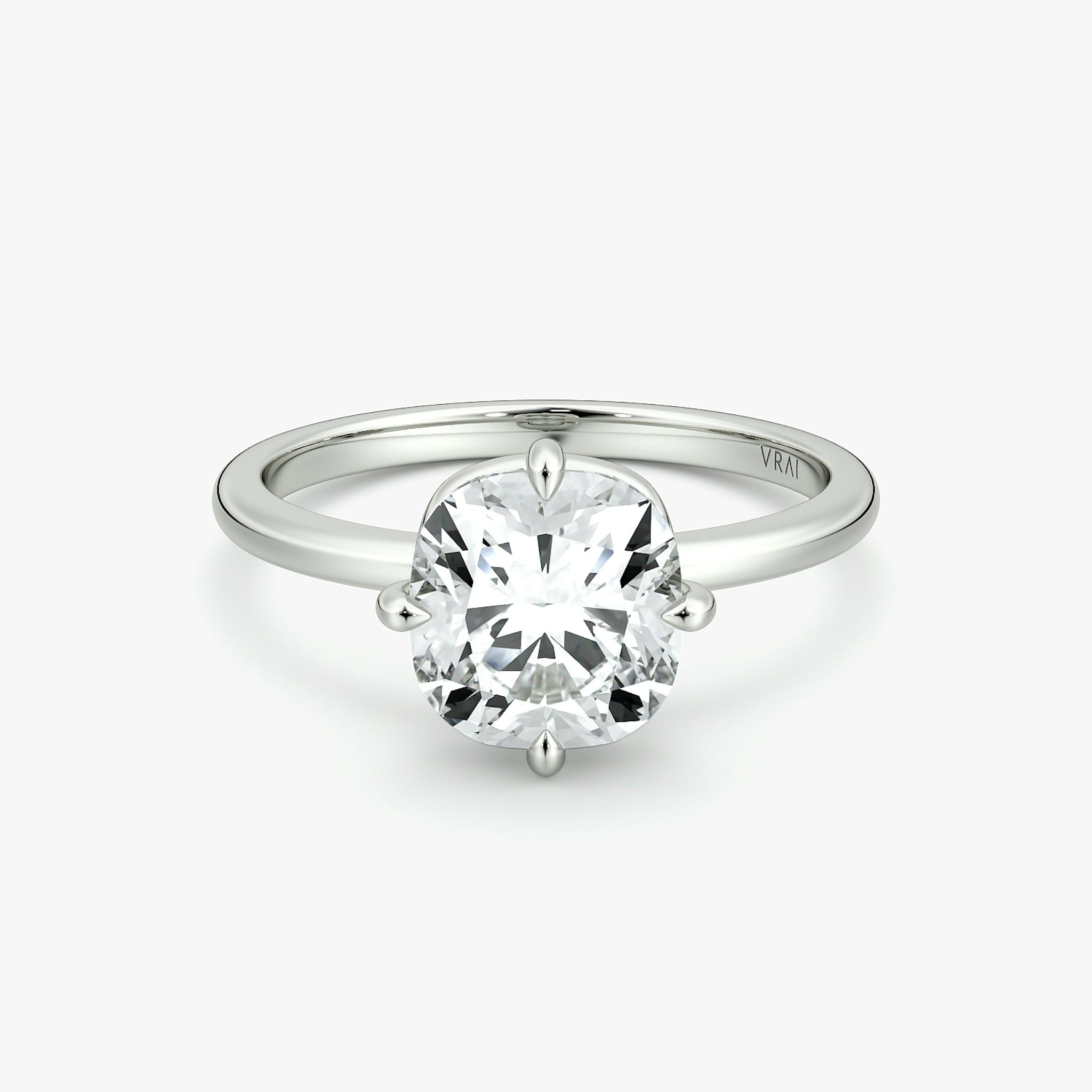 The Compass Solitaire | Cushion | 18k | White Gold | bandAccent: Plain | diamondOrientation: vertical | caratWeight: other