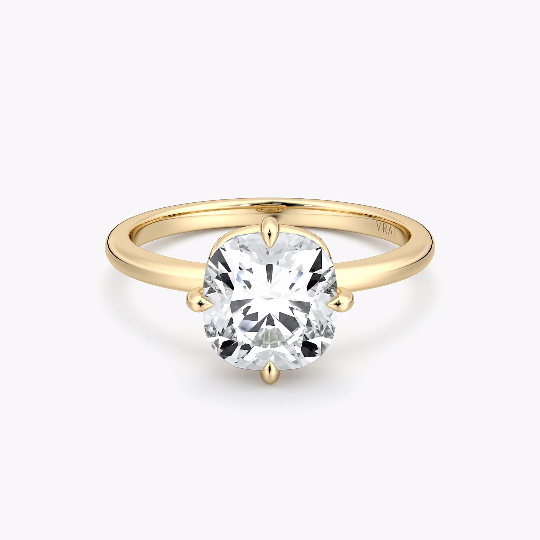 The Compass Solitaire | Cushion | 18k | Yellow Gold | bandAccent: Plain | diamondOrientation: vertical | caratWeight: other