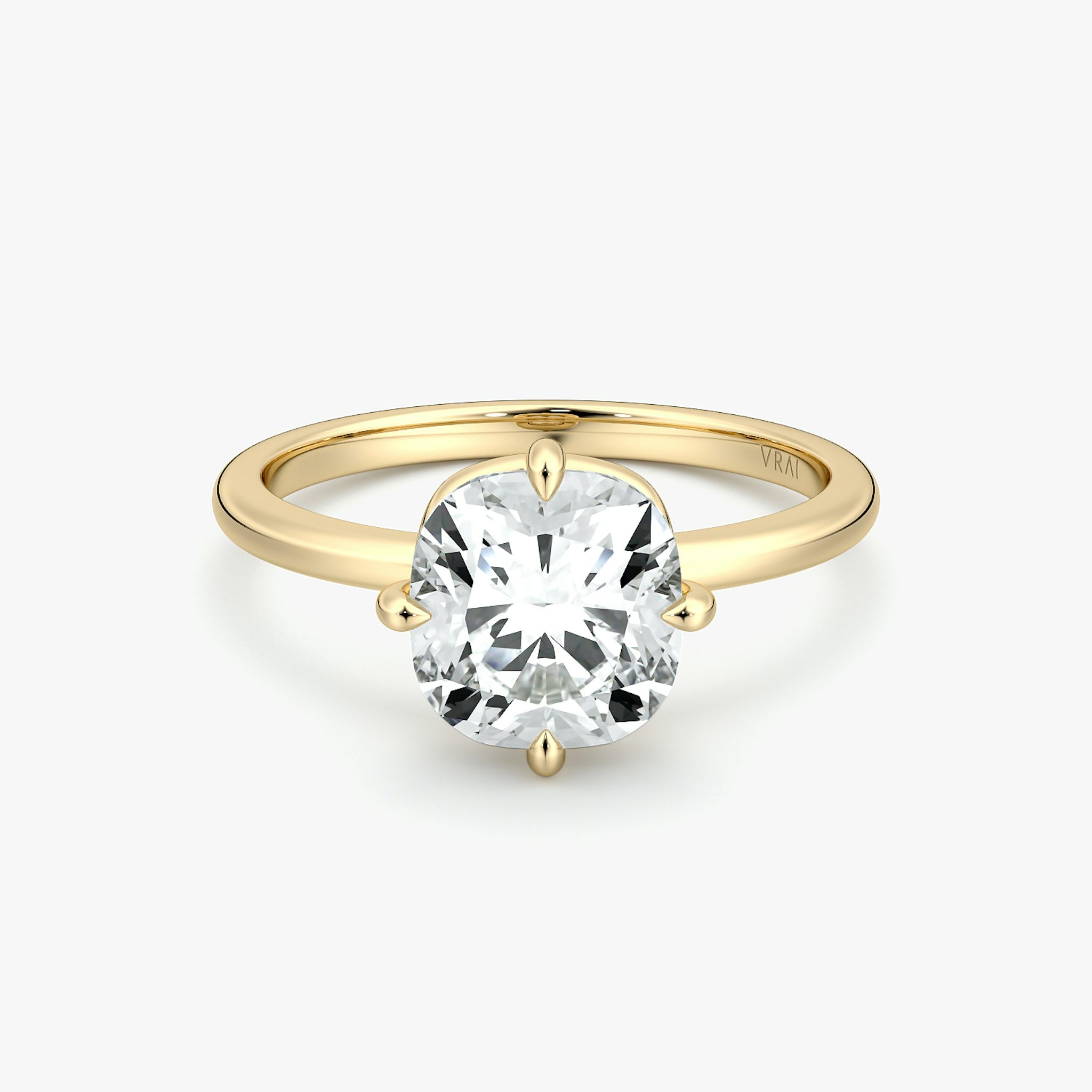 The Compass Solitaire | Cushion | 18k | Yellow Gold | bandAccent: Plain | diamondOrientation: vertical | caratWeight: other