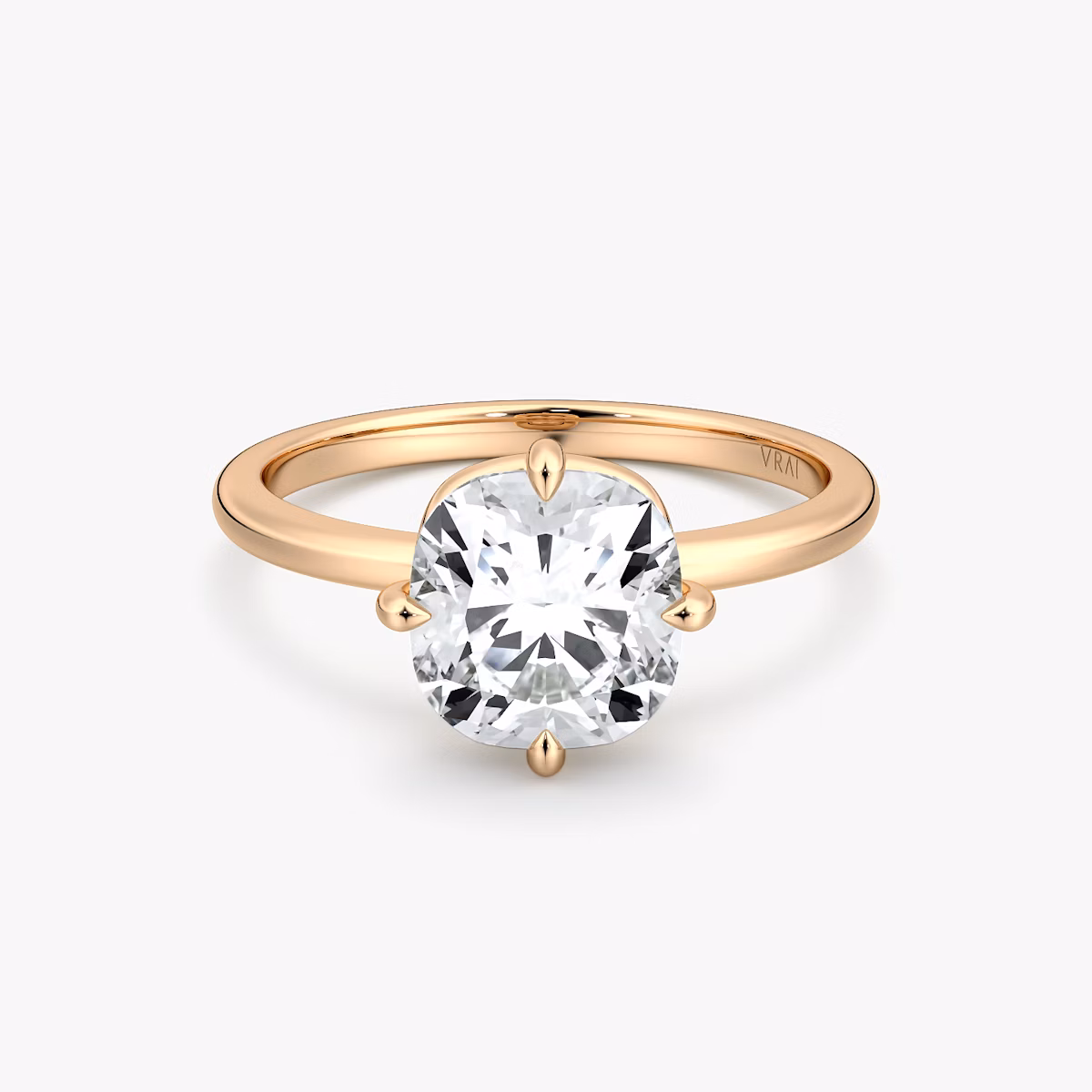 The Compass Solitaire | Cushion | 14k | Rose Gold | bandAccent: Plain | diamondOrientation: vertical | caratWeight: other