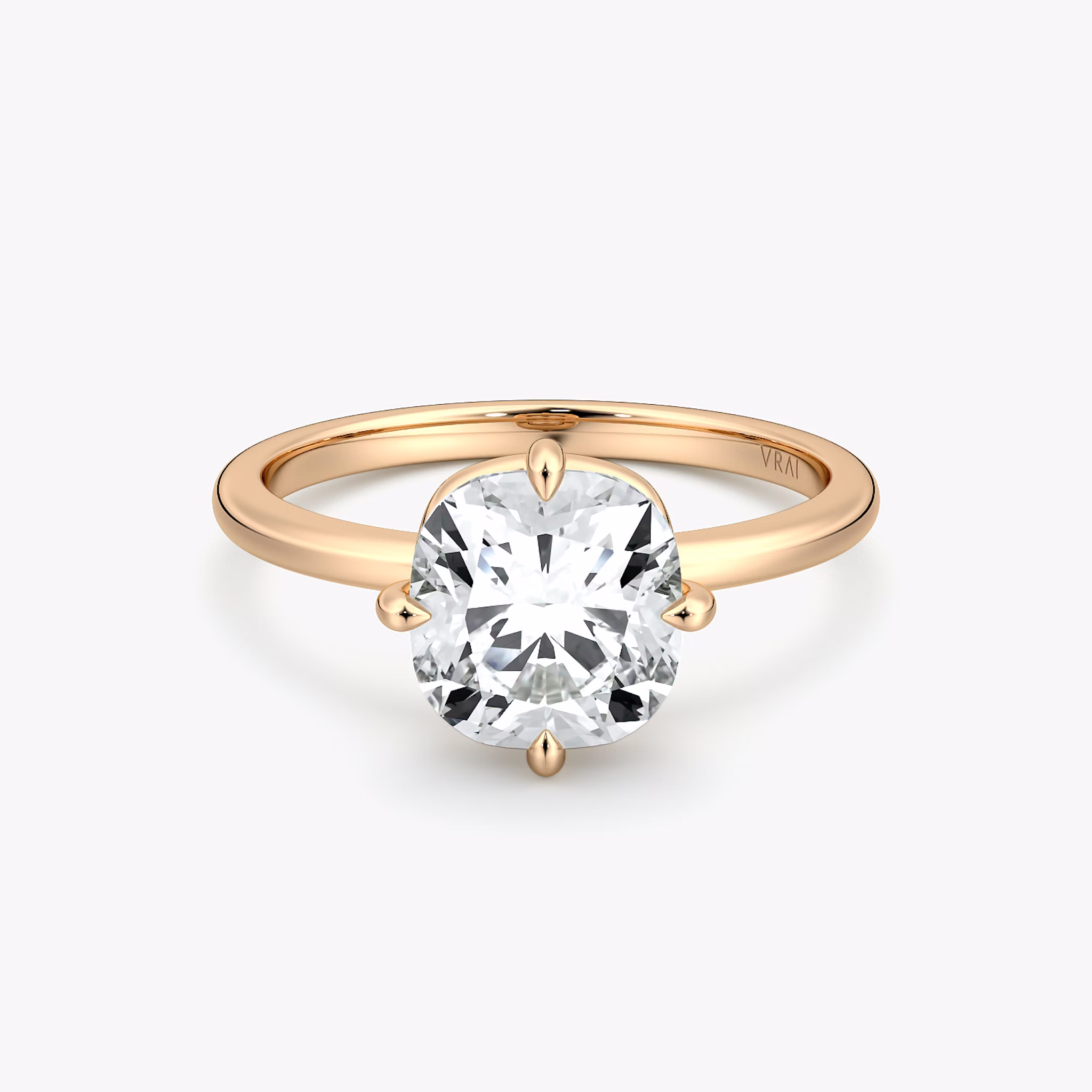 The Compass Solitaire | Cushion | 14k | Rose Gold | bandAccent: Plain | diamondOrientation: vertical | caratWeight: other