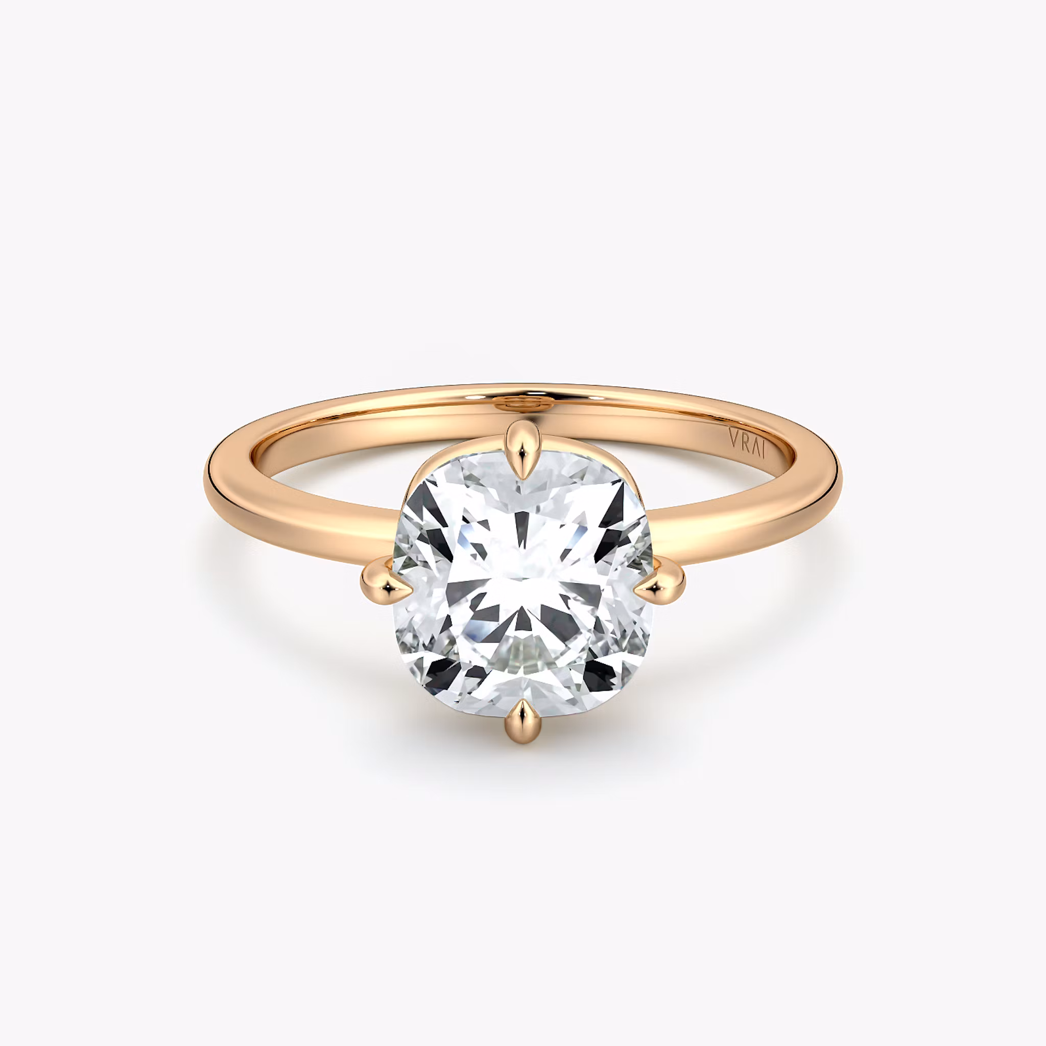 Compass Solitaire Cushion | Rose Gold