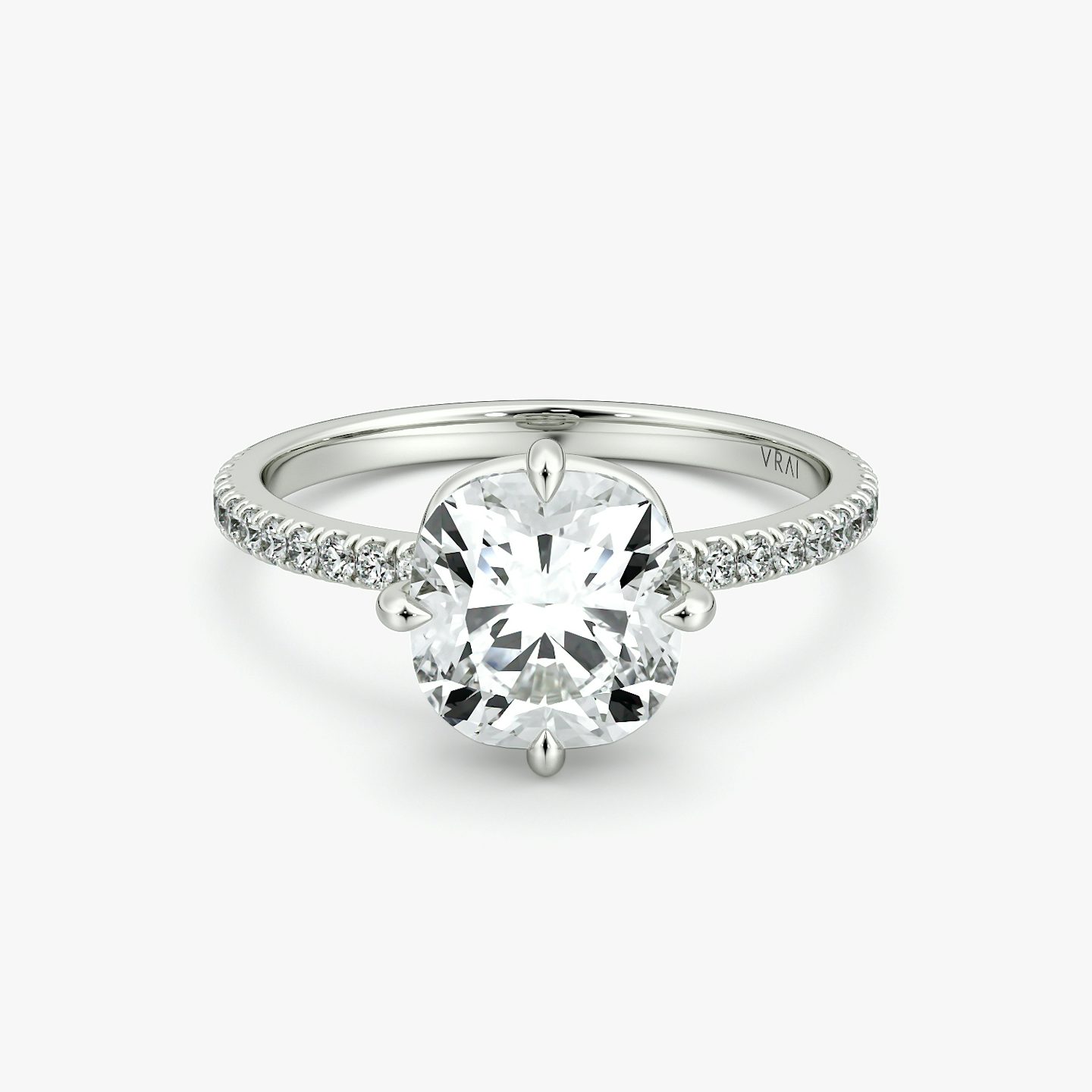 The Compass Solitaire | Cushion | 18k | White Gold | bandAccent: Pavé | diamondOrientation: vertical | caratWeight: other