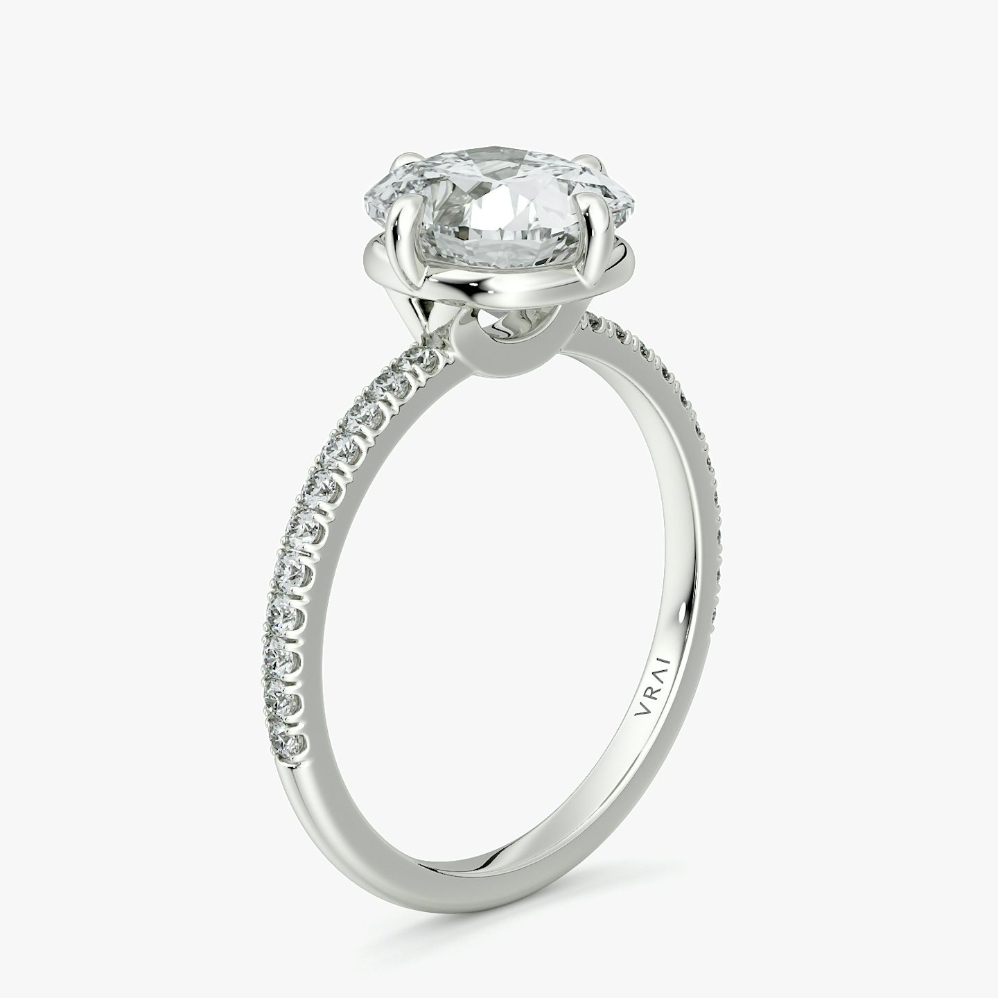 The Compass Solitaire | Cushion | 18k | White Gold | bandAccent: Pavé | diamondOrientation: vertical | caratWeight: other