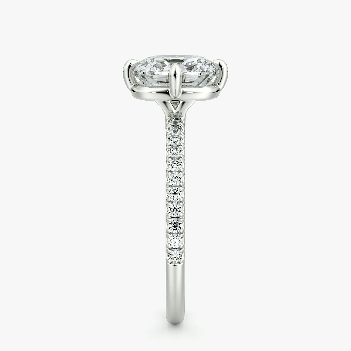 The Compass Solitaire | Cushion | 18k | White Gold | bandAccent: Pavé | diamondOrientation: vertical | caratWeight: other