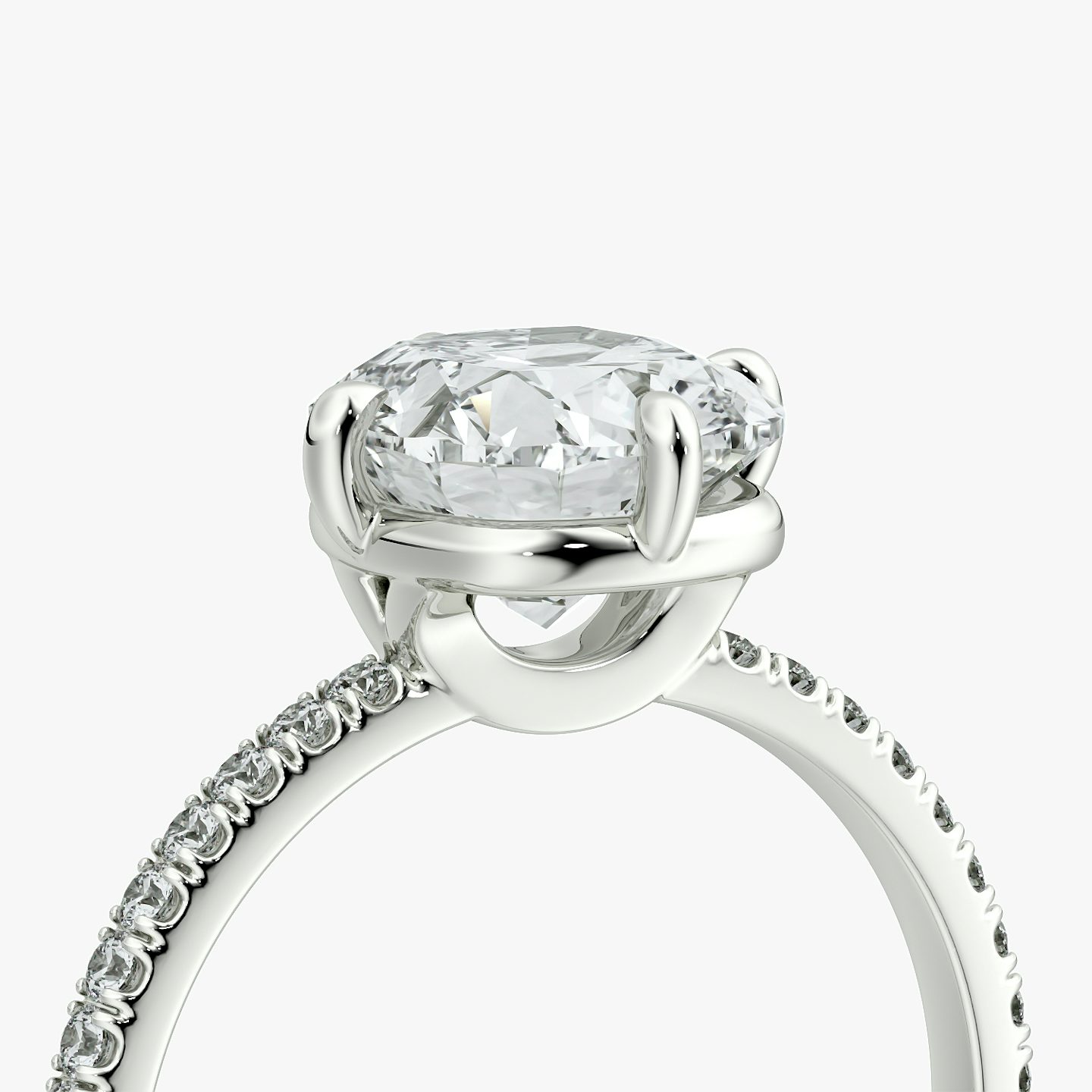 The Compass Solitaire | Cushion | 18k | White Gold | bandAccent: Pavé | diamondOrientation: vertical | caratWeight: other