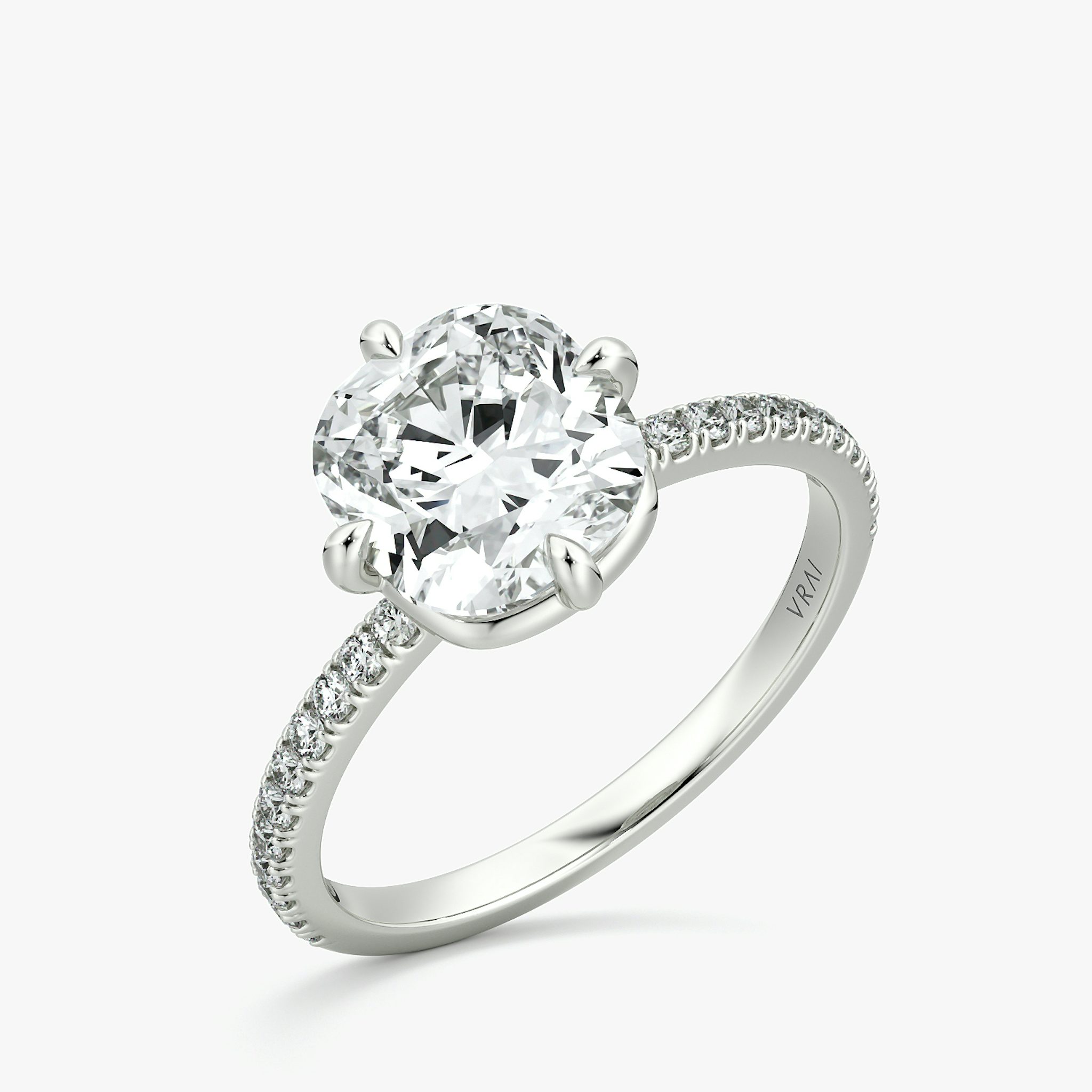 The Compass Solitaire | Cushion | Platinum | bandAccent: Pavé | diamondOrientation: vertical | caratWeight: other