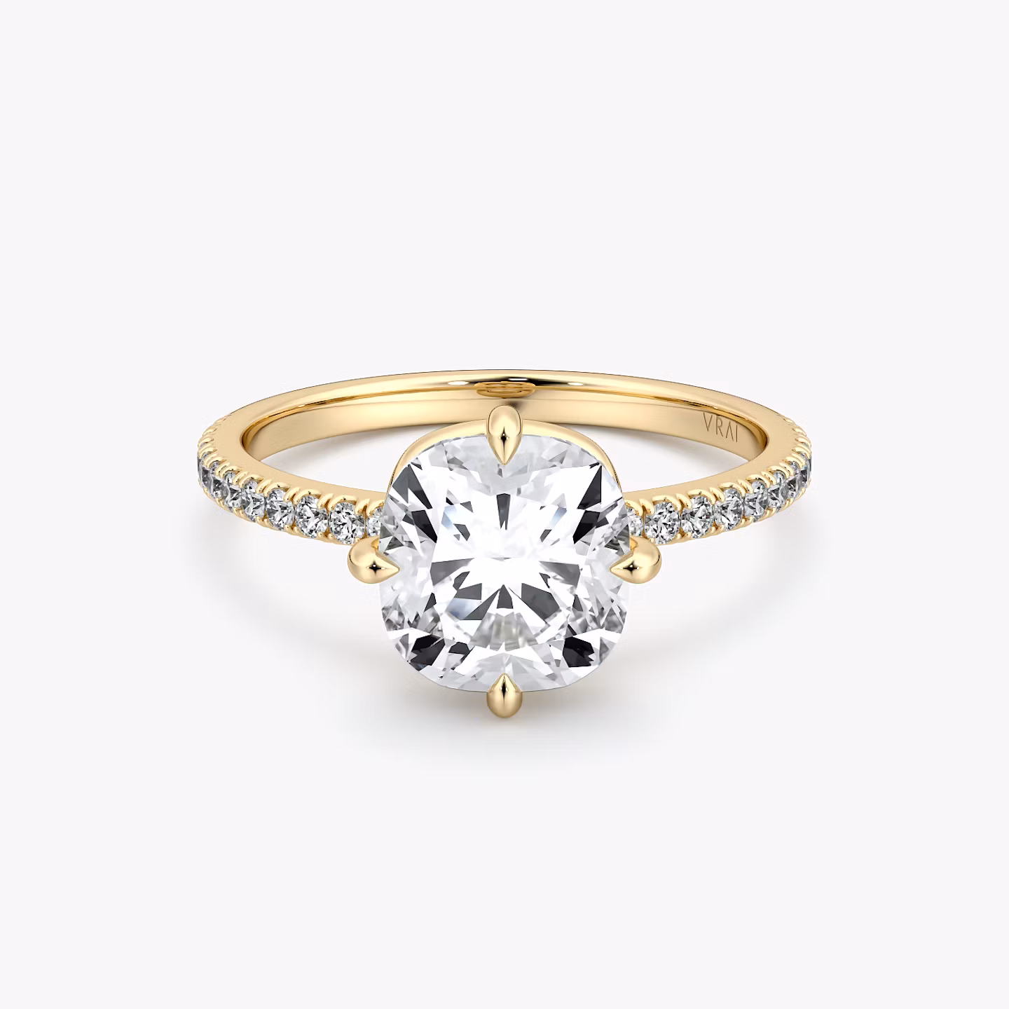 The Compass Solitaire | Cushion | 18k | Yellow Gold | bandAccent: Pavé | diamondOrientation: vertical | caratWeight: other