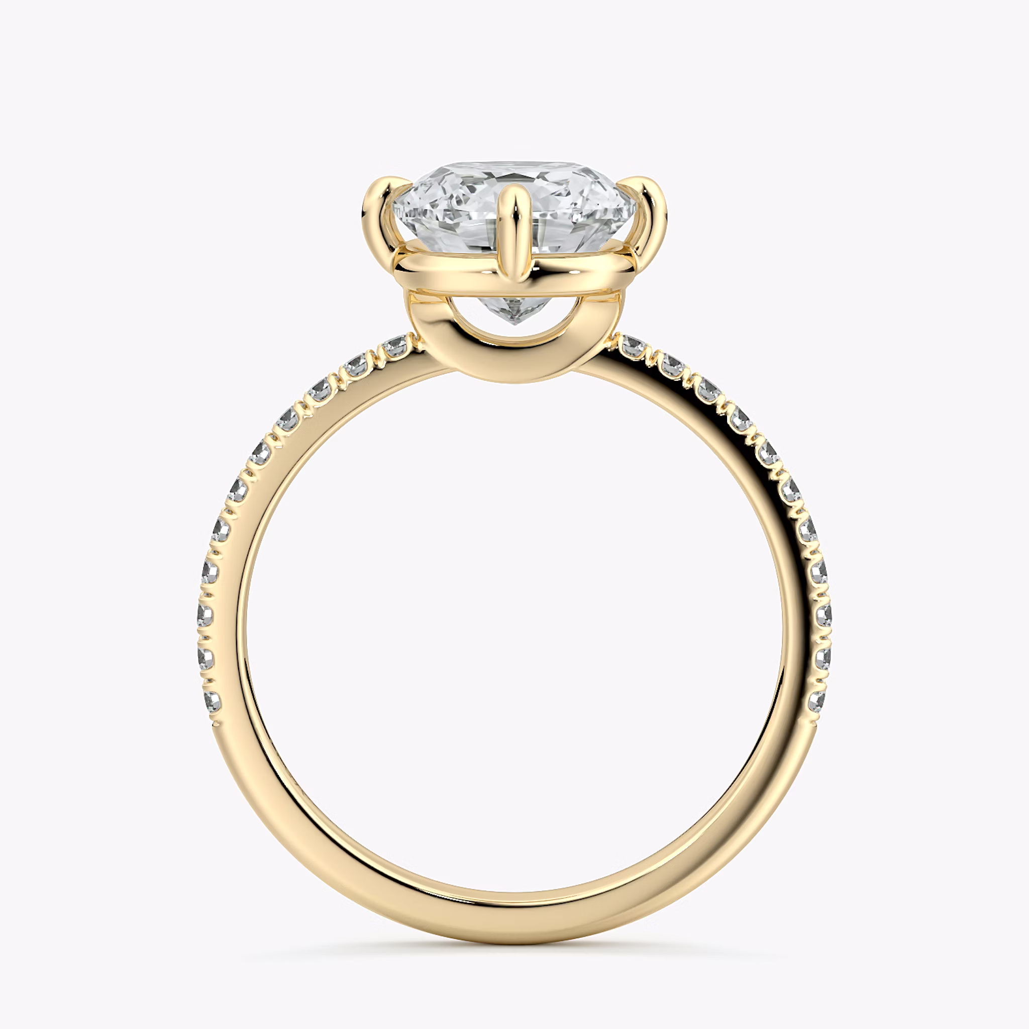 The Compass Solitaire | Cushion | 18k | Yellow Gold | bandAccent: Pavé | diamondOrientation: vertical | caratWeight: other