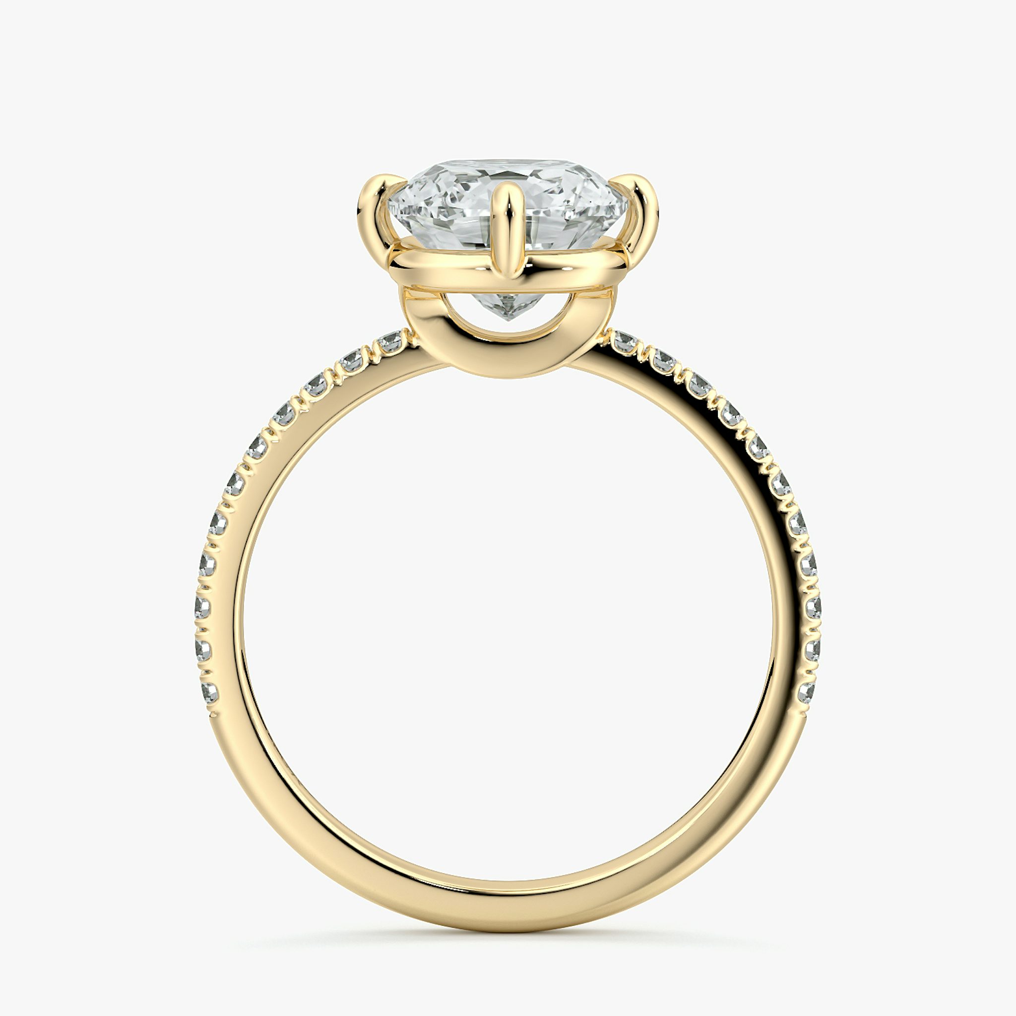 The Compass Solitaire | Cushion | 18k | Yellow Gold | bandAccent: Pavé | diamondOrientation: vertical | caratWeight: other