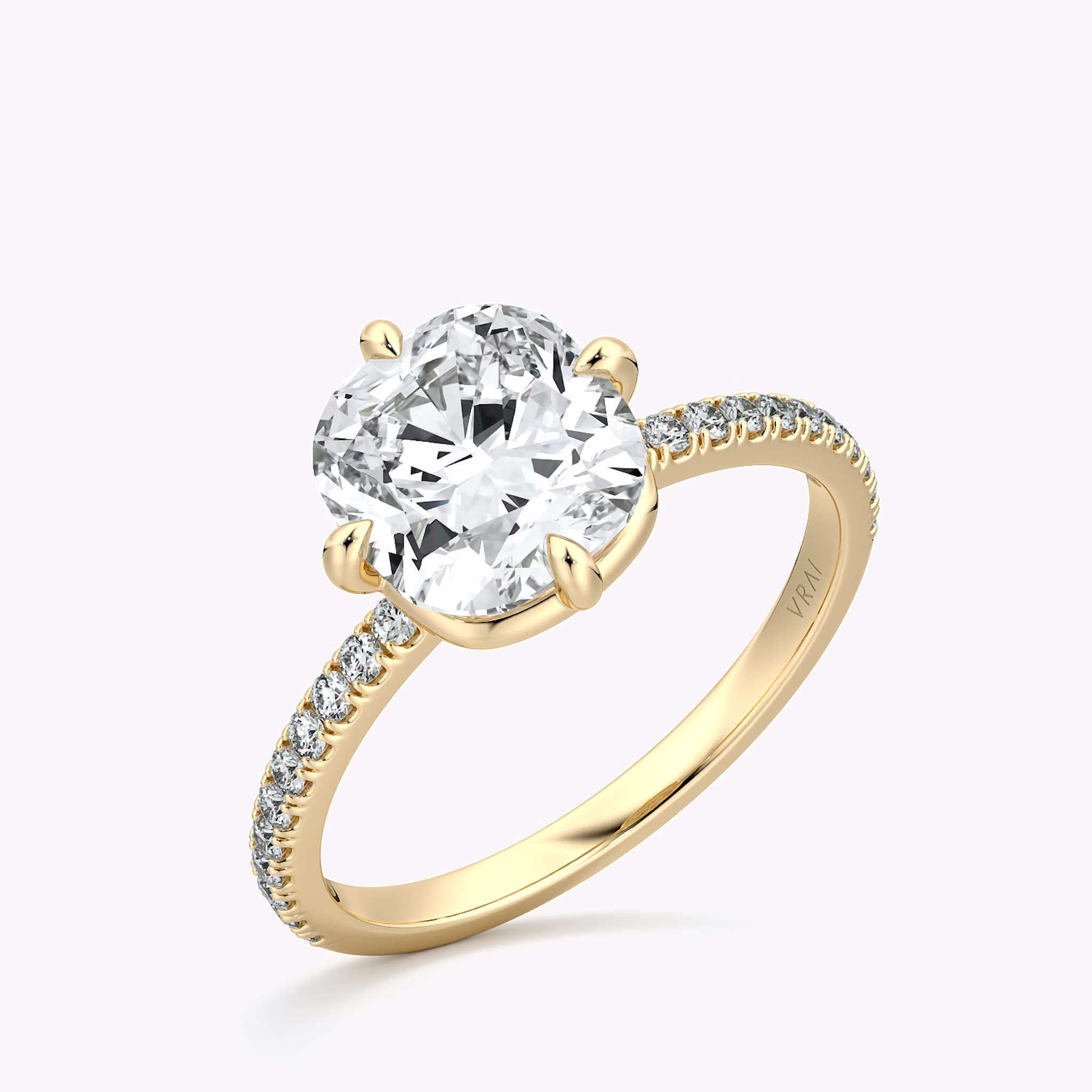 The Compass Solitaire | Cushion | 18k | Yellow Gold | bandAccent: Pavé | diamondOrientation: vertical | caratWeight: other