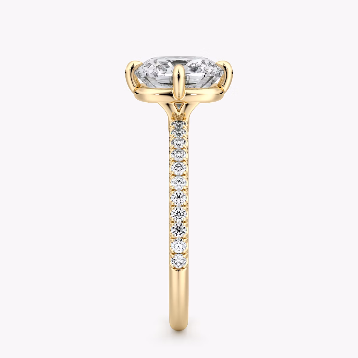 Anillo de compromiso Compass | Cojín | 18k | Oro amarillo | bandAccent: Pavé | diamondOrientation: vertical | caratWeight: other