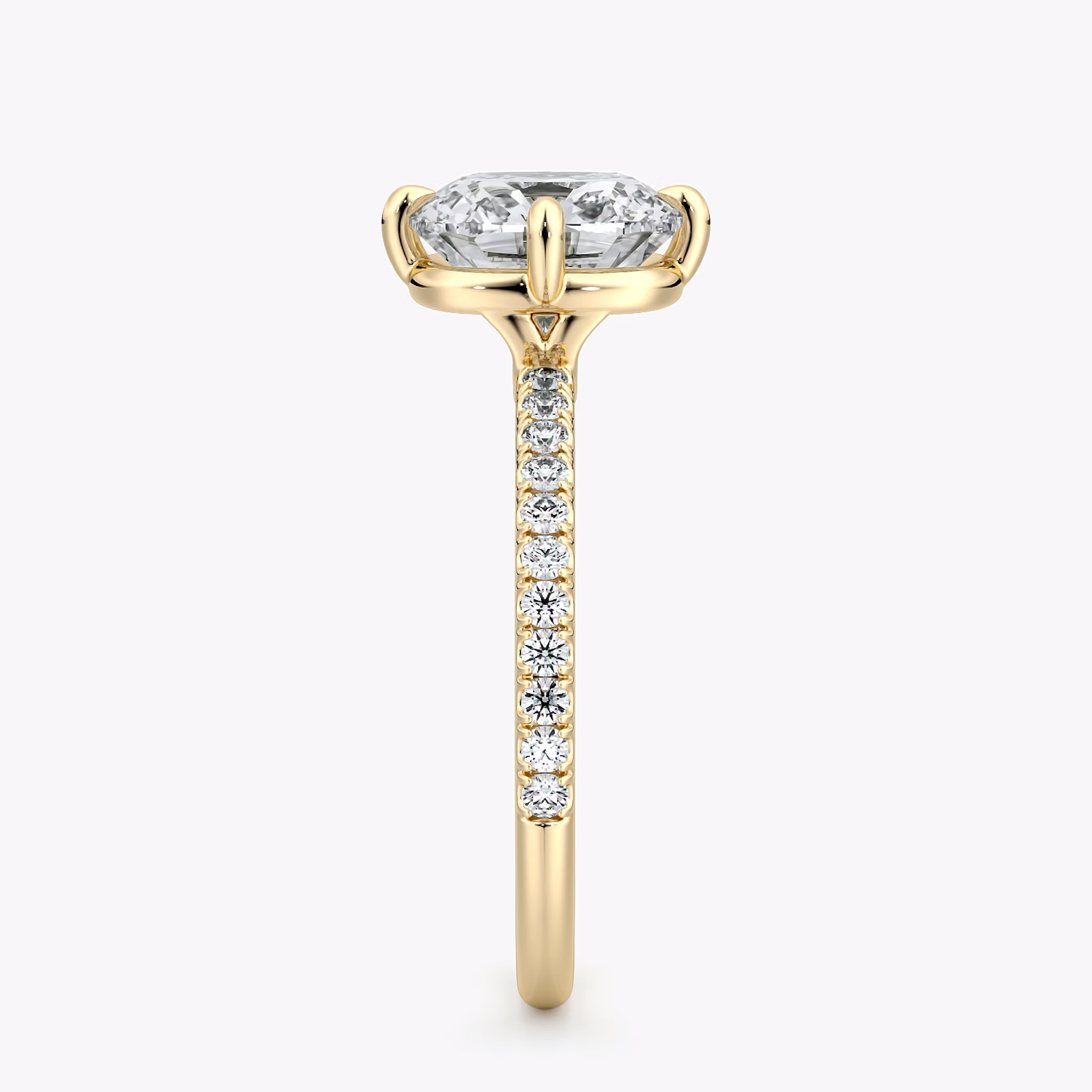 The Compass Solitaire | Cushion | 18k | Yellow Gold | bandAccent: Pavé | diamondOrientation: vertical | caratWeight: other