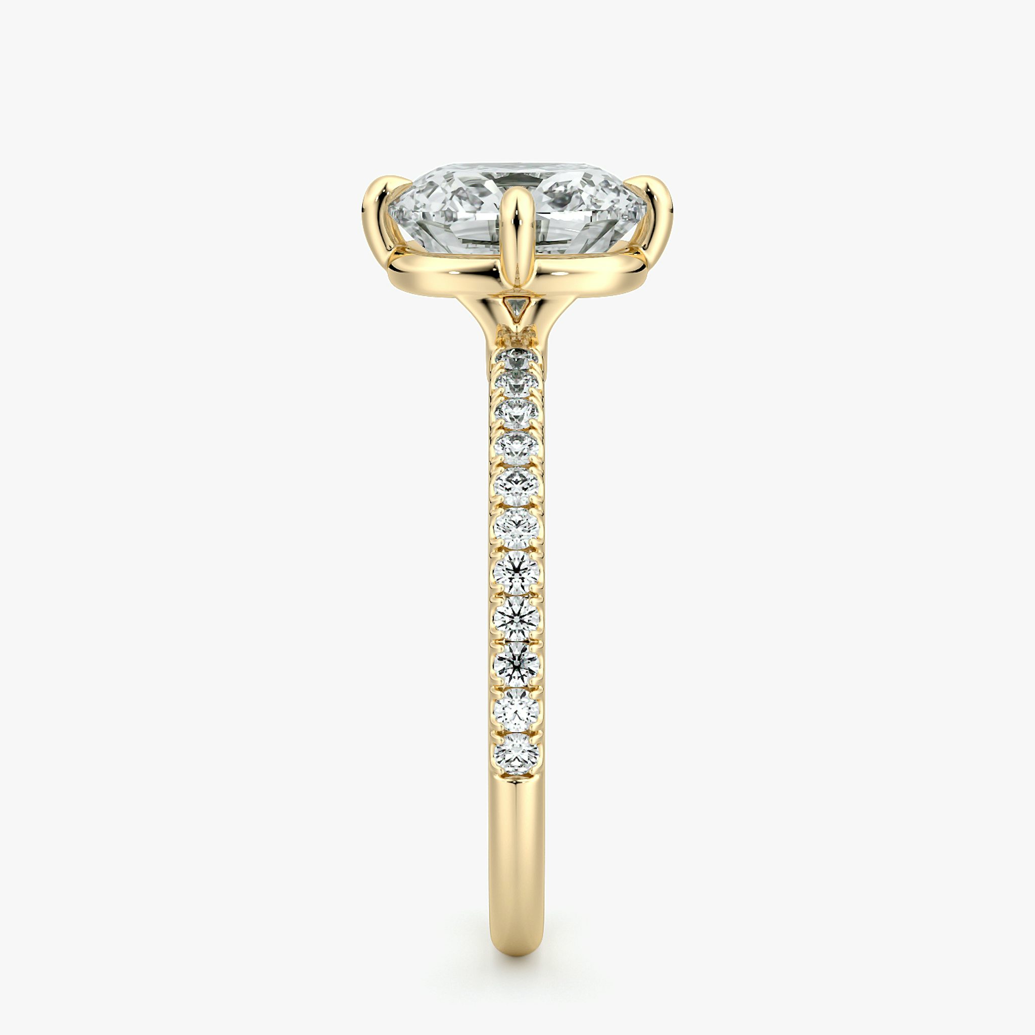 The Compass Solitaire | Cushion | 18k | Yellow Gold | bandAccent: Pavé | diamondOrientation: vertical | caratWeight: other