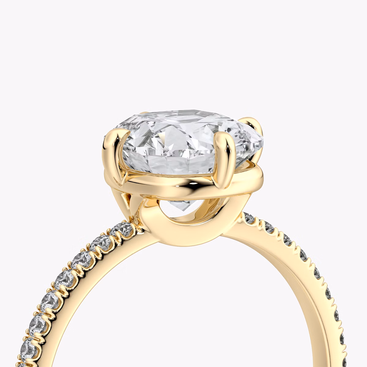 Anillo de compromiso Compass | Cojín | 18k | Oro amarillo | bandAccent: Pavé | diamondOrientation: vertical | caratWeight: other