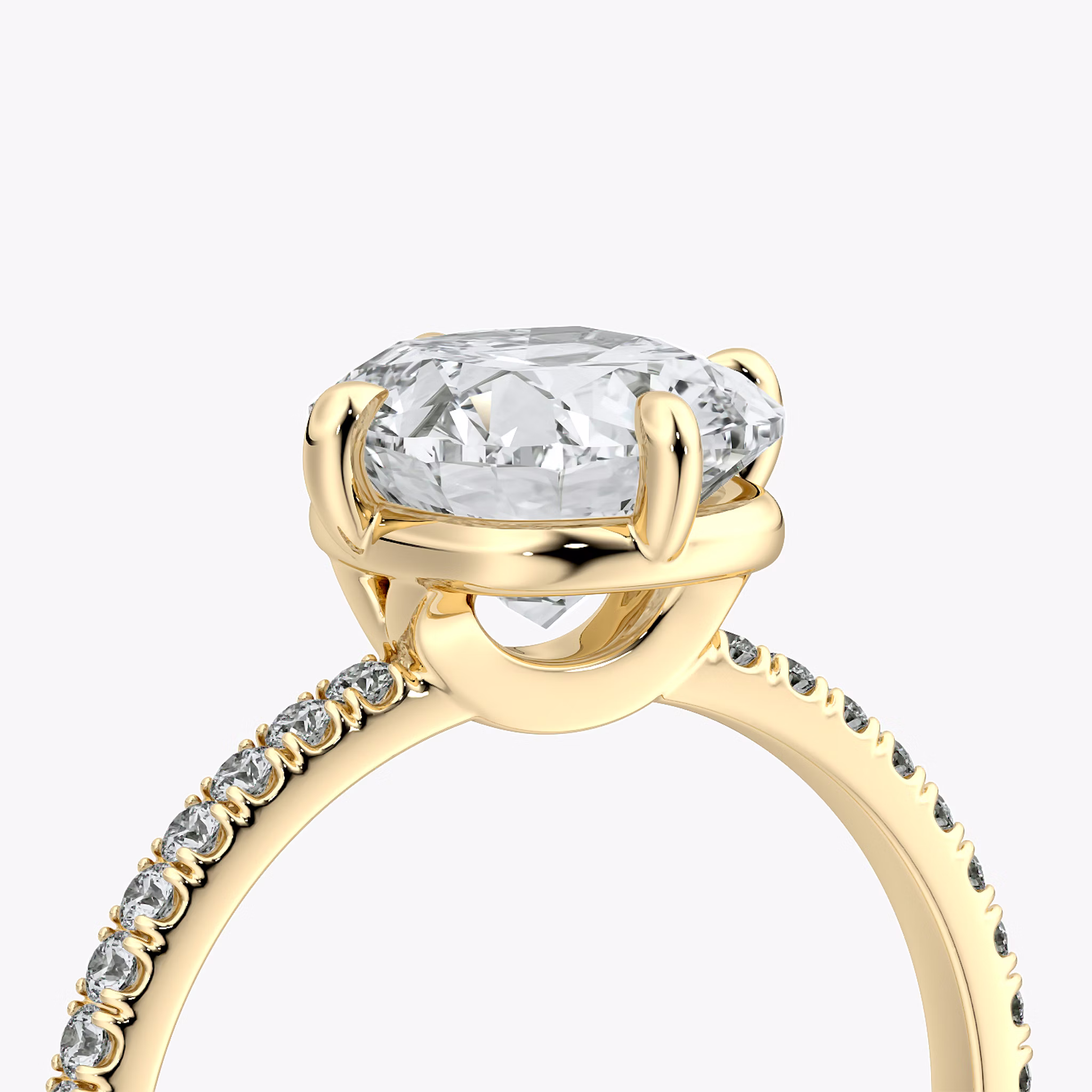 The Compass Solitaire | Cushion | 18k | Yellow Gold | bandAccent: Pavé | diamondOrientation: vertical | caratWeight: other