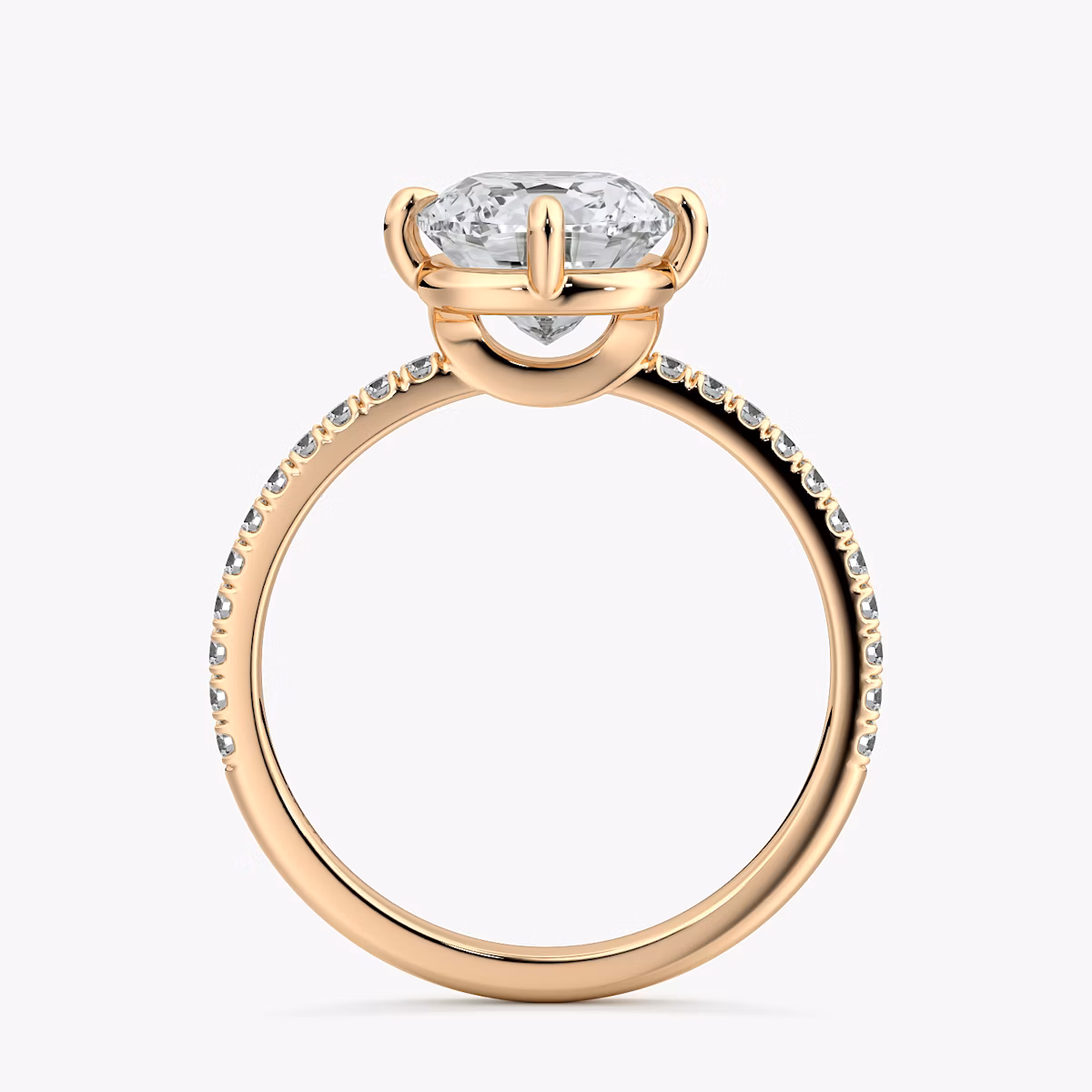 Anillo de compromiso Compass | Cojín | 14k | Oro rosa | bandAccent: Pavé | diamondOrientation: vertical | caratWeight: other