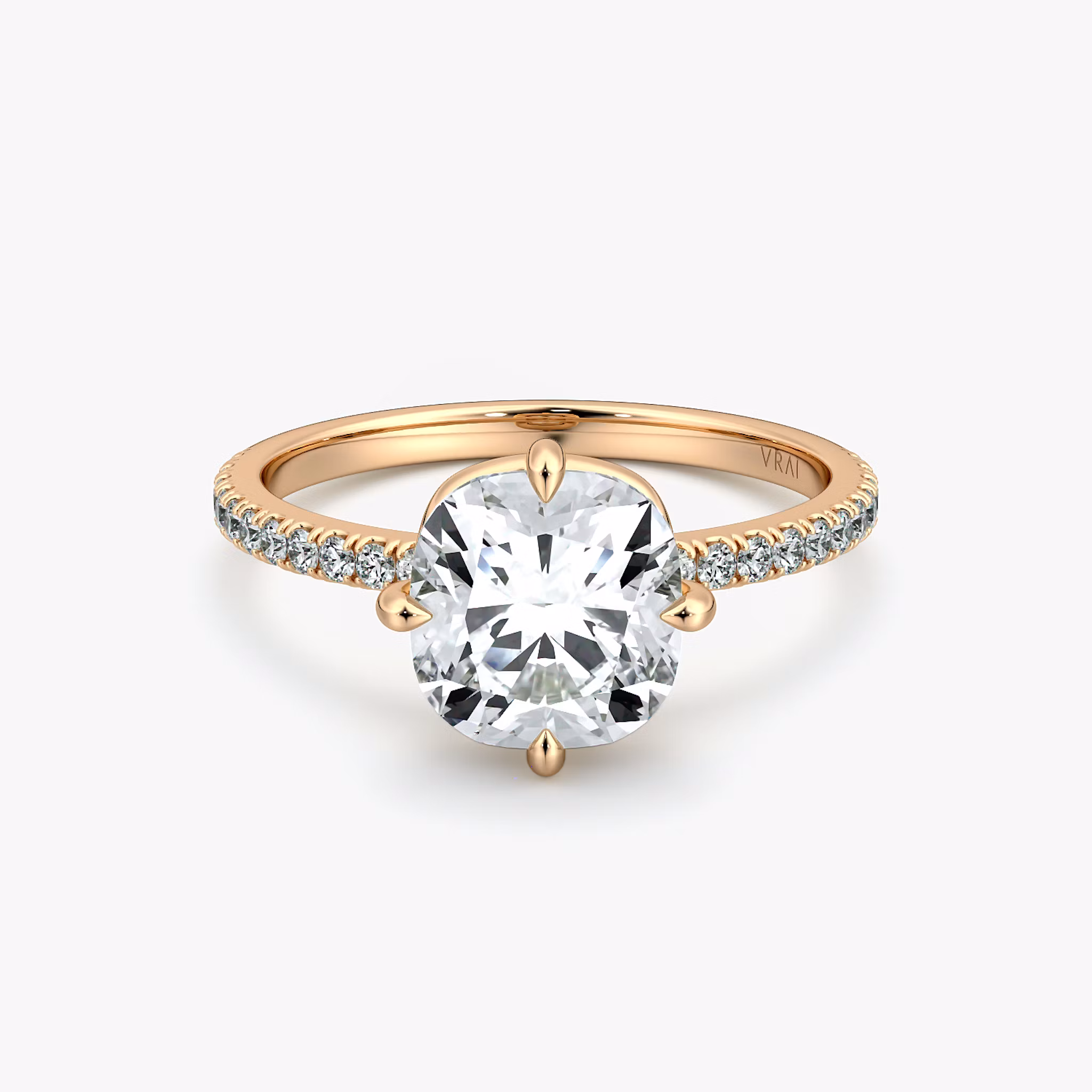 Compass Solitaire Cushion | Rose Gold