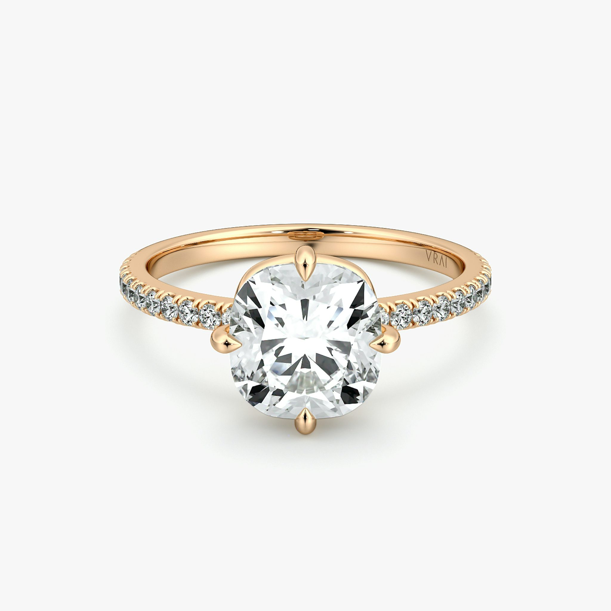 The Compass Solitaire | Cushion | 14k | Rose Gold | bandAccent: Pavé | diamondOrientation: vertical | caratWeight: other