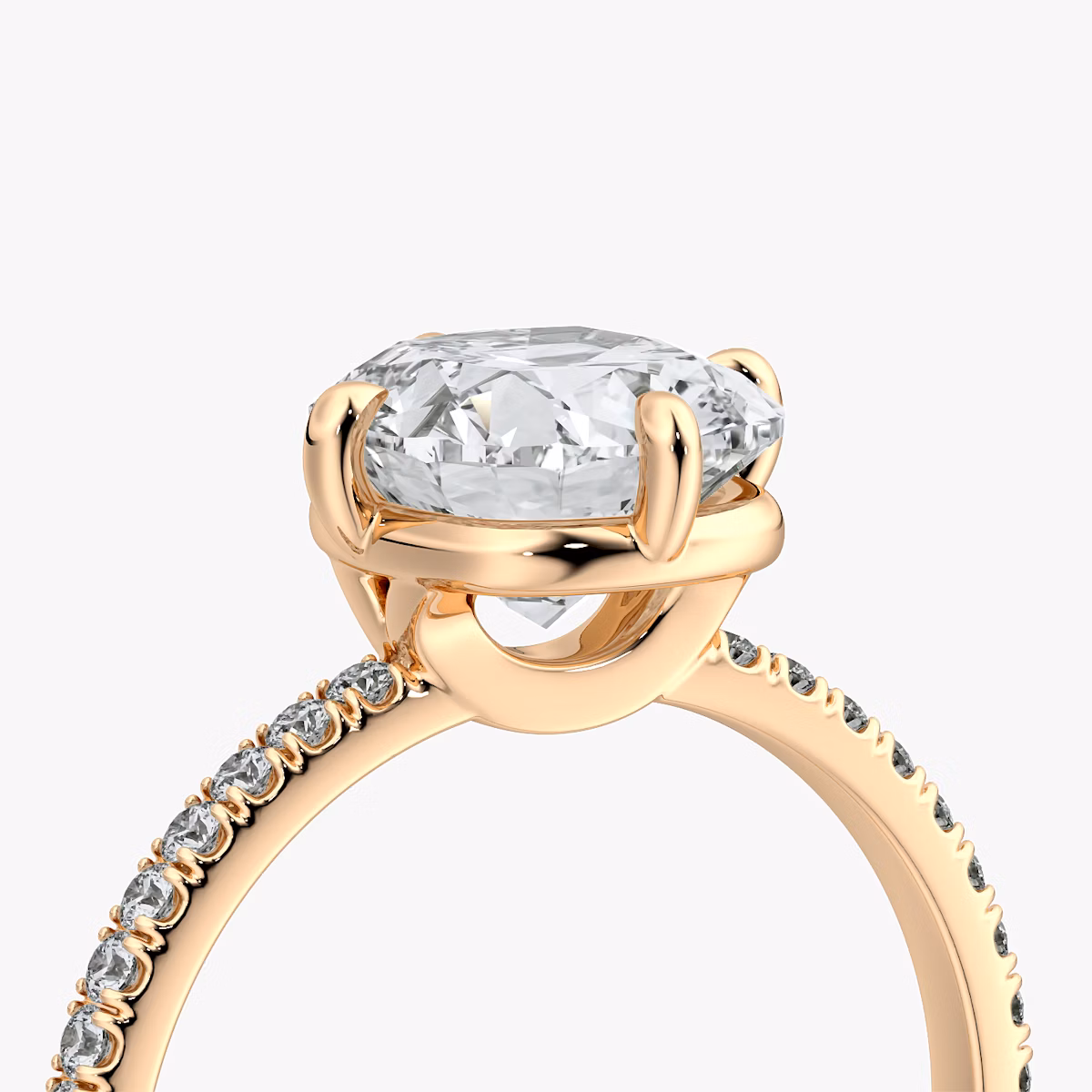 Anillo de compromiso Compass | Cojín | 14k | Oro rosa | bandAccent: Pavé | diamondOrientation: vertical | caratWeight: other